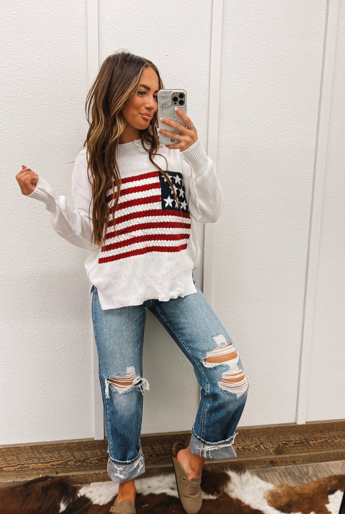Miss American Lady Knit Sweater(White)