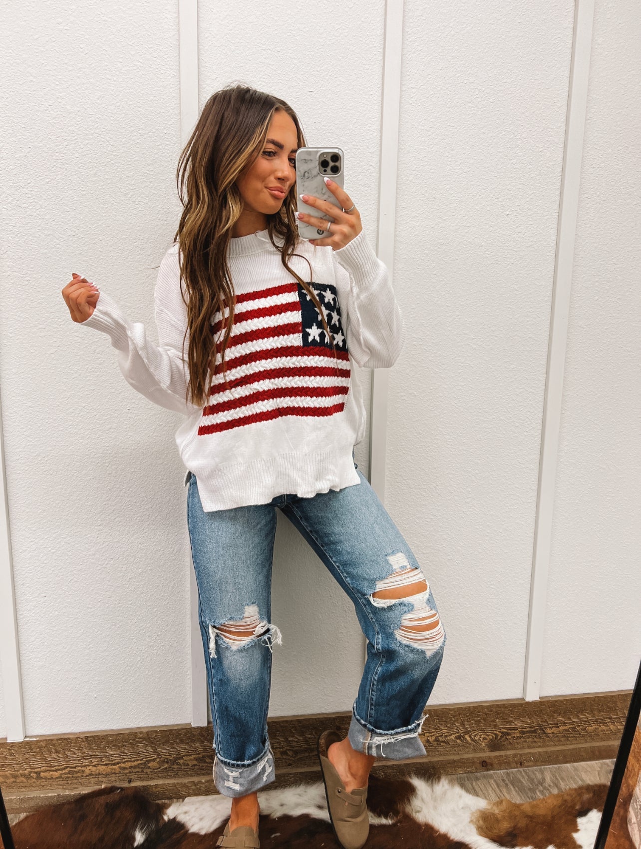 Miss American Lady Knit Sweater(White)