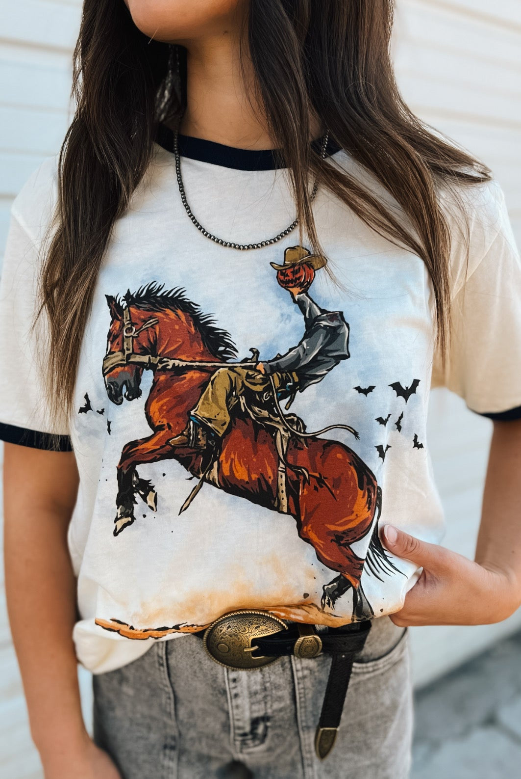 Headless Horseman Ringer Tee(Cream/Black)