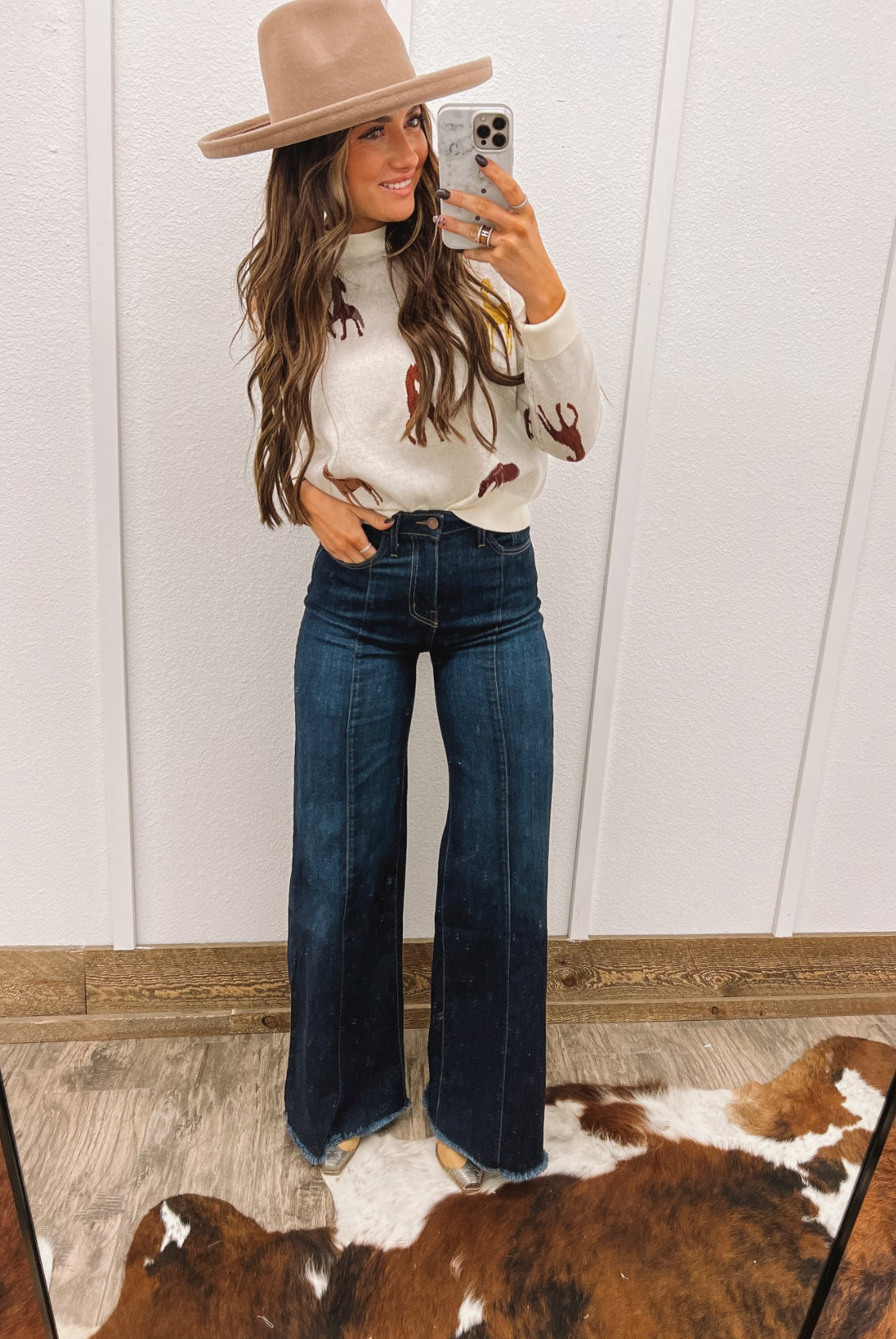 Cowboy Man High Waisted Front Seam Denim(Dark)