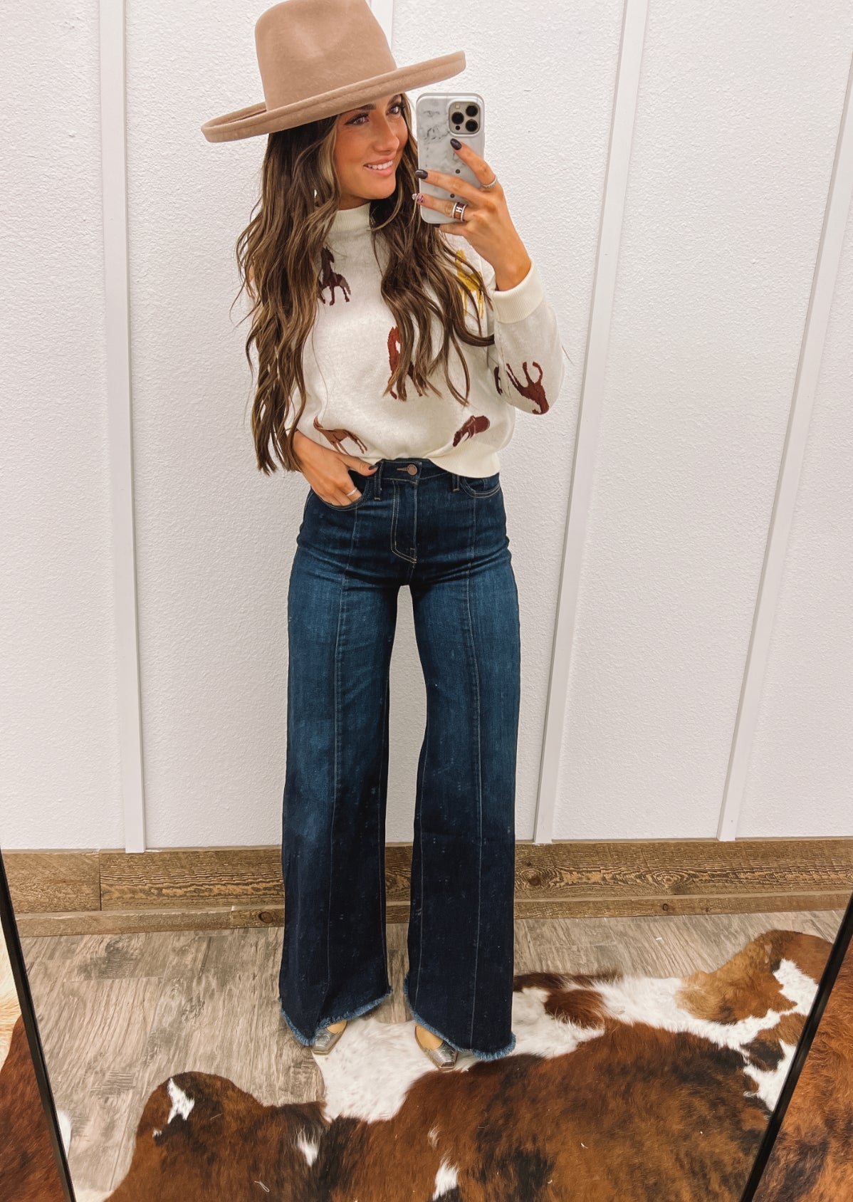 Cowboy Man High Waisted Front Seam Denim(Dark)