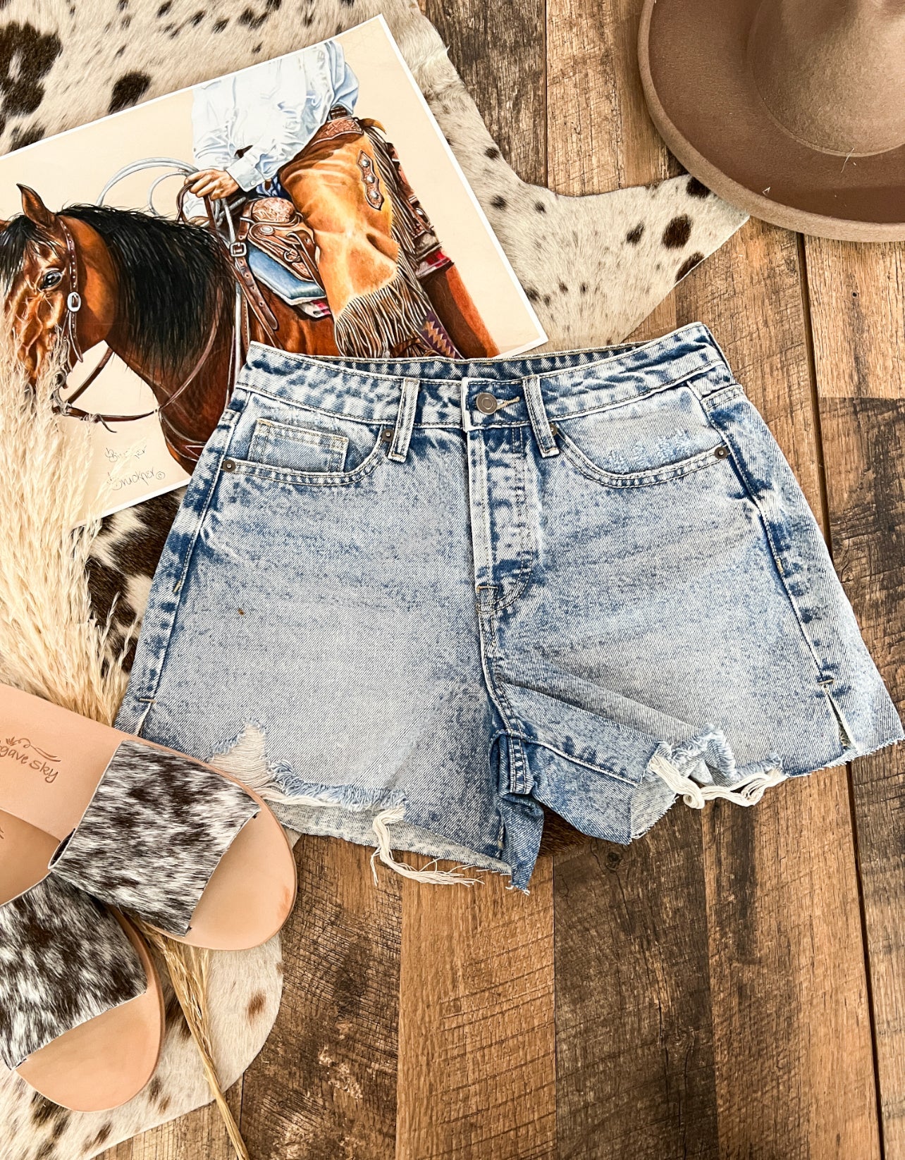 Mid Rise Denim Babes Shorts(SoMe)