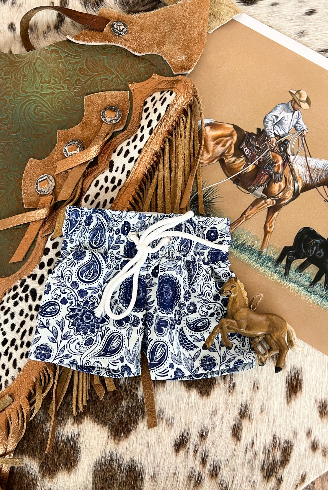 Dreamin Blue Paisley Swim Trunks (little kid)