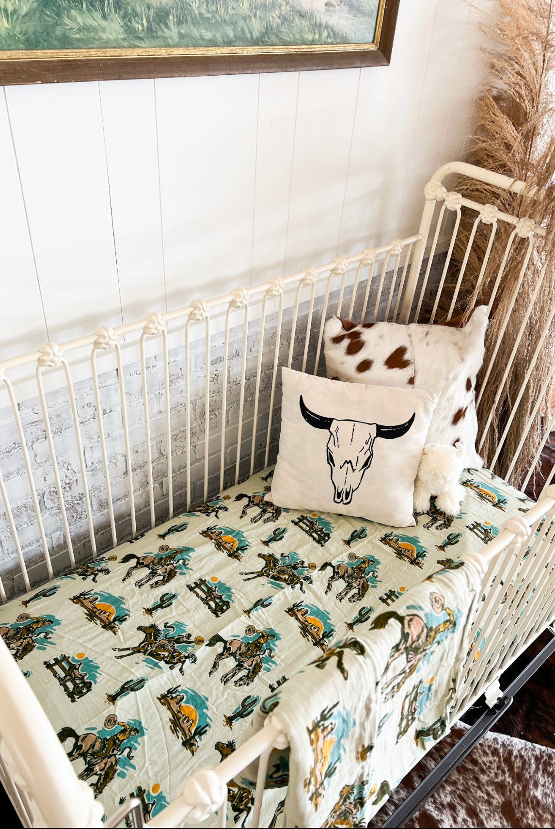 Buckaroo Ranch Bronc Cowgirl Fitted Crib Sheet 2.0