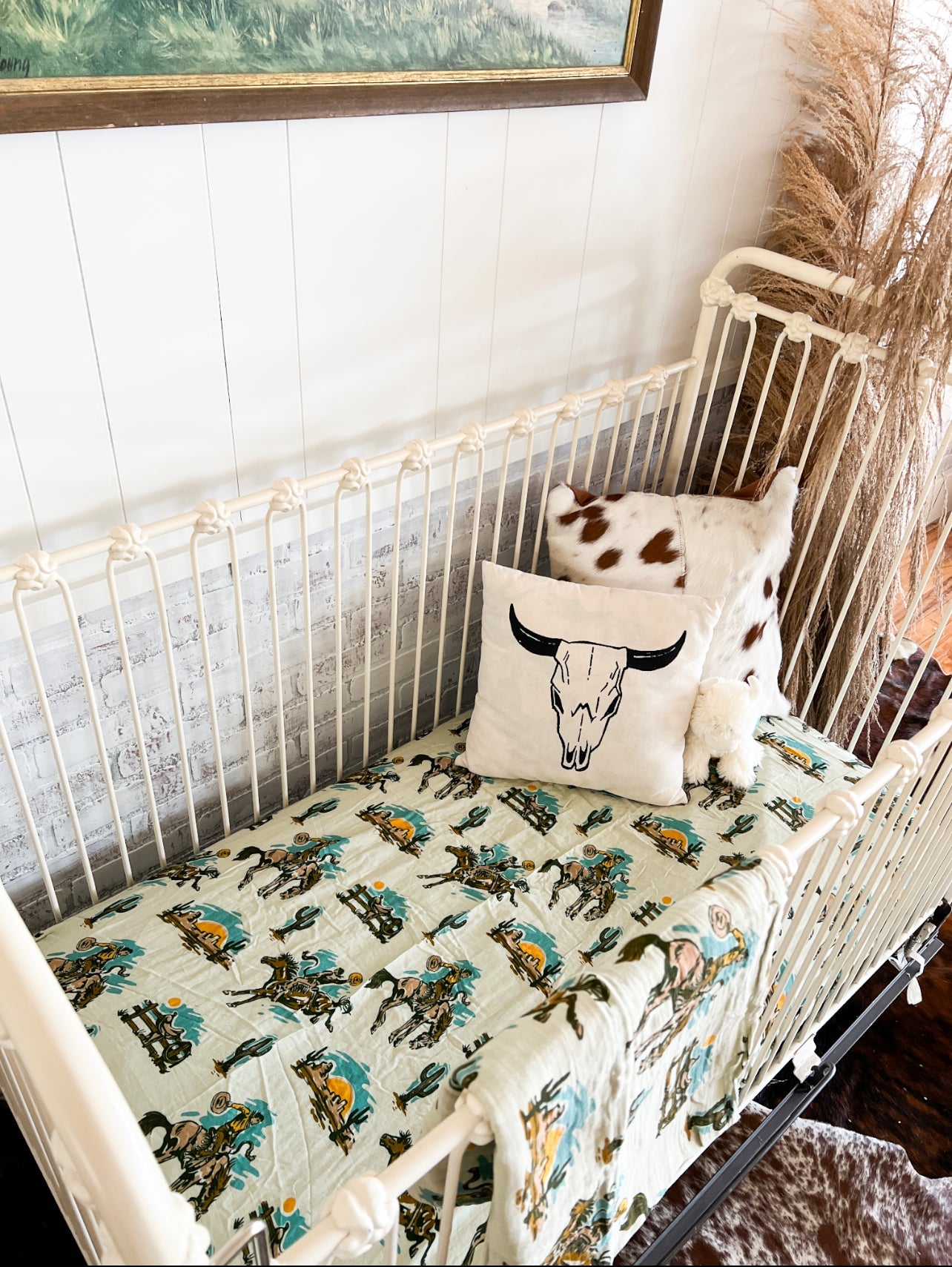 Buckaroo Ranch Bronc Cowgirl Fitted Crib Sheet 2.0