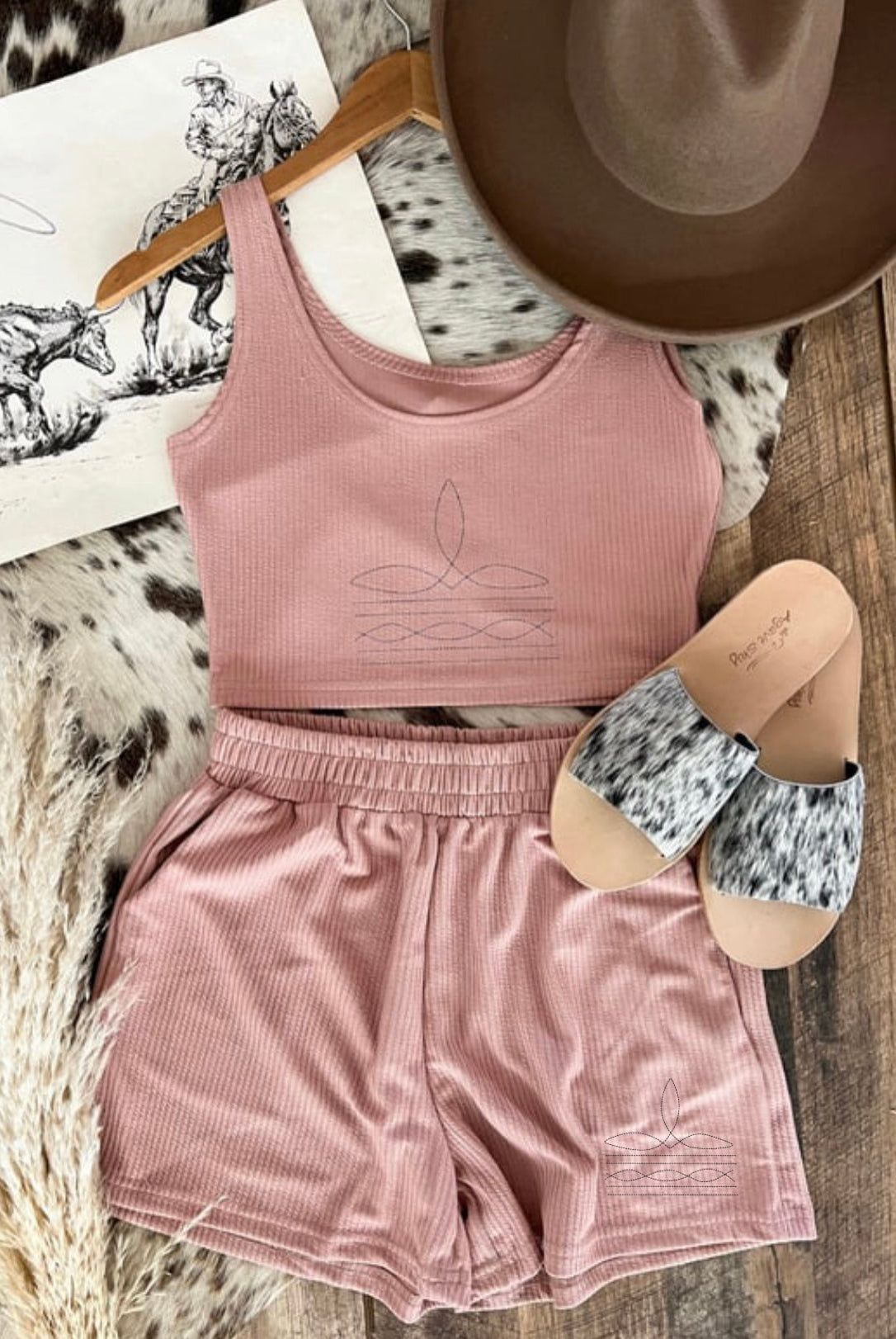 Boot Stitch Western Retro SET (peachy tan)