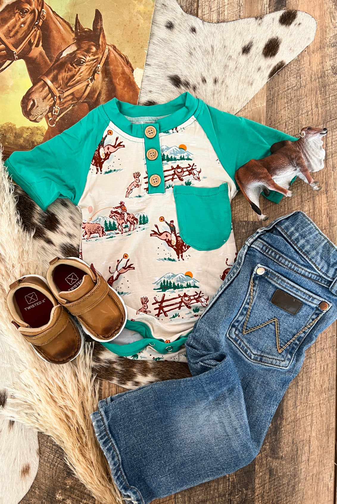 Old Faithful Button Short Sleeve Onesie