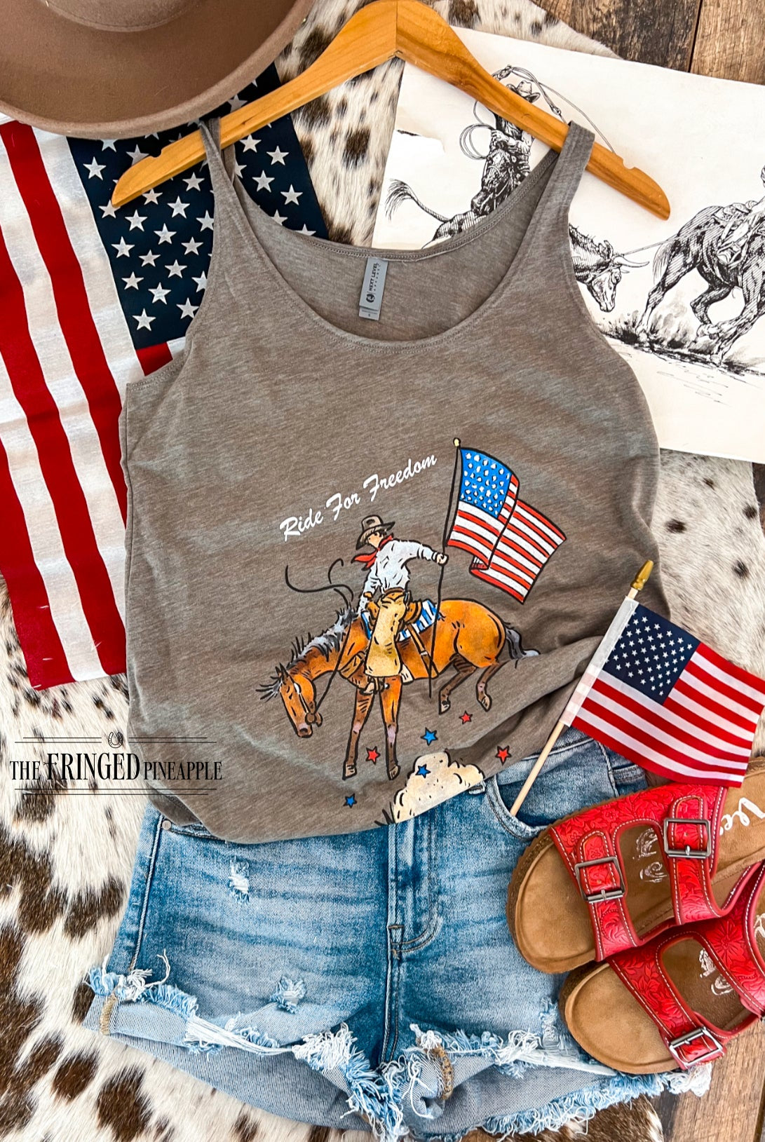 Western 4th Of July-Ride For Freedom Cody Tank