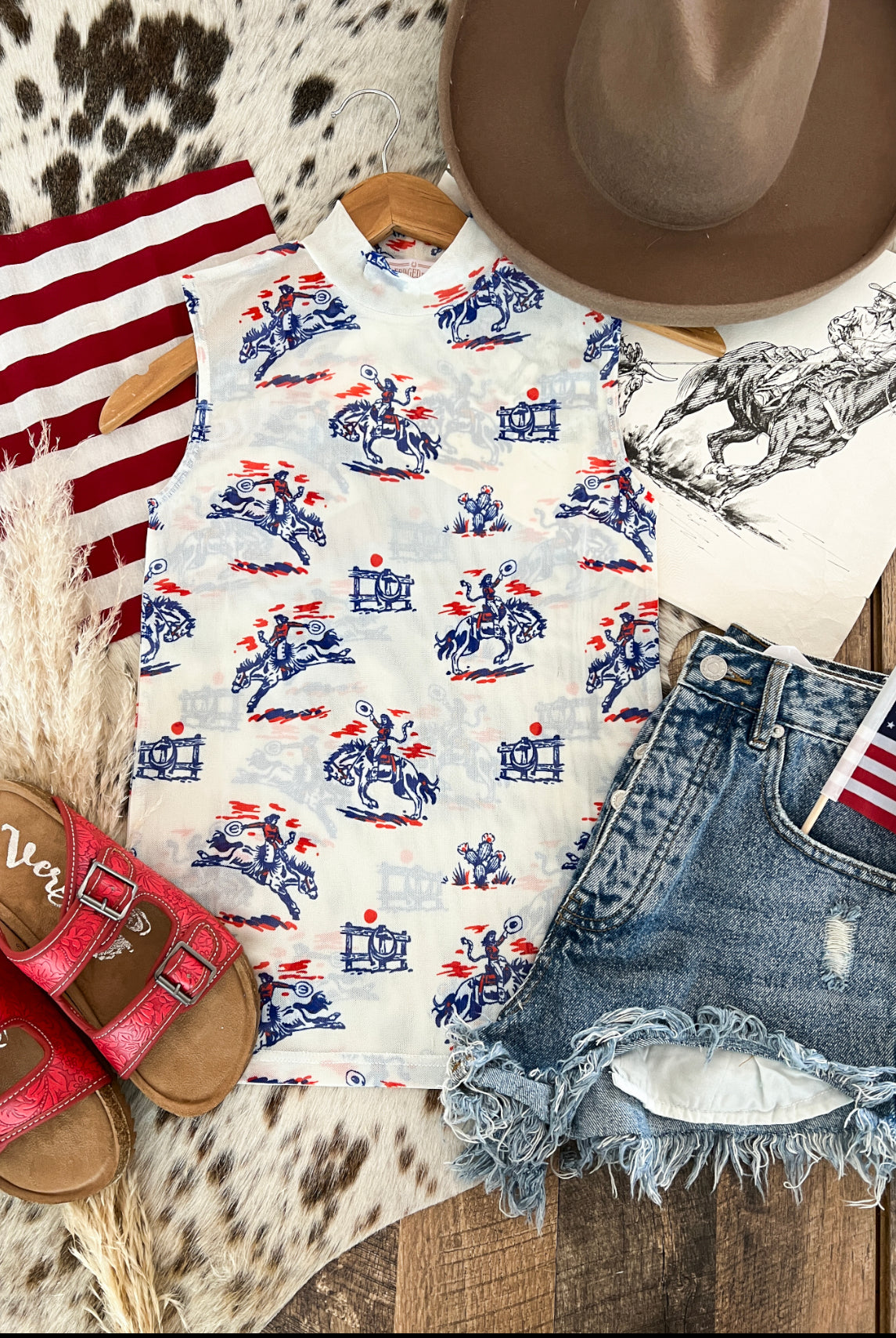 American Cowgirl Tank Mesh Top
