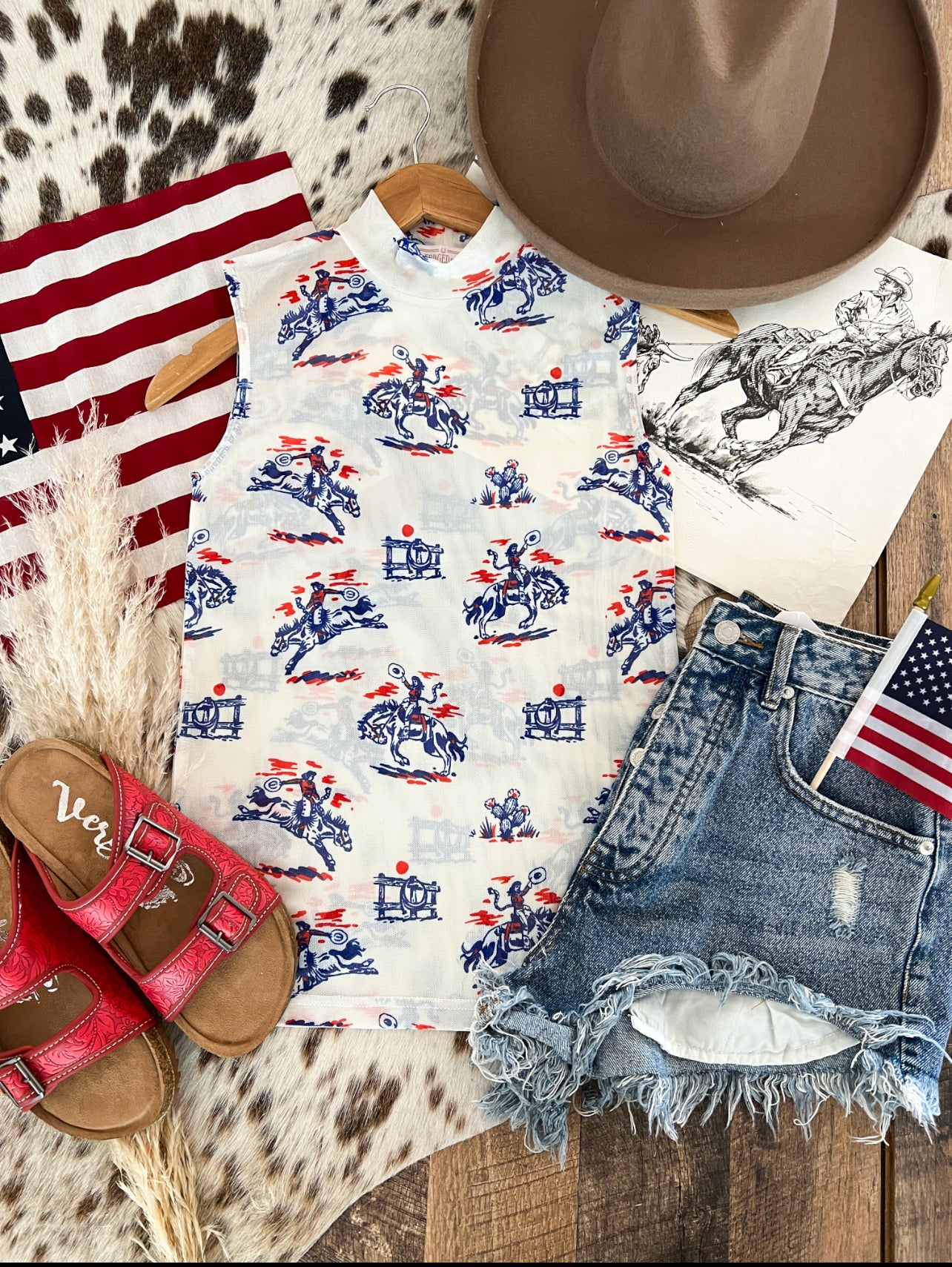 American Cowgirl Tank Mesh Top