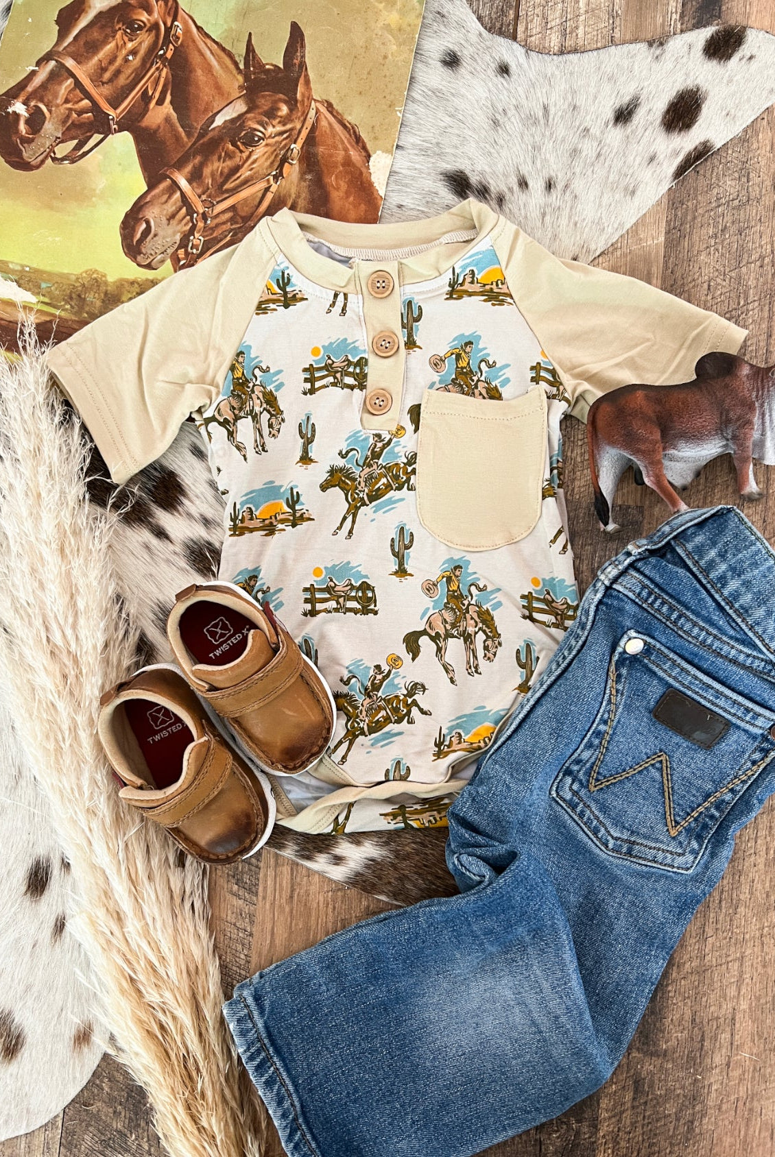 Buckaroo Bronc Button Short Sleeve Onesie 4T