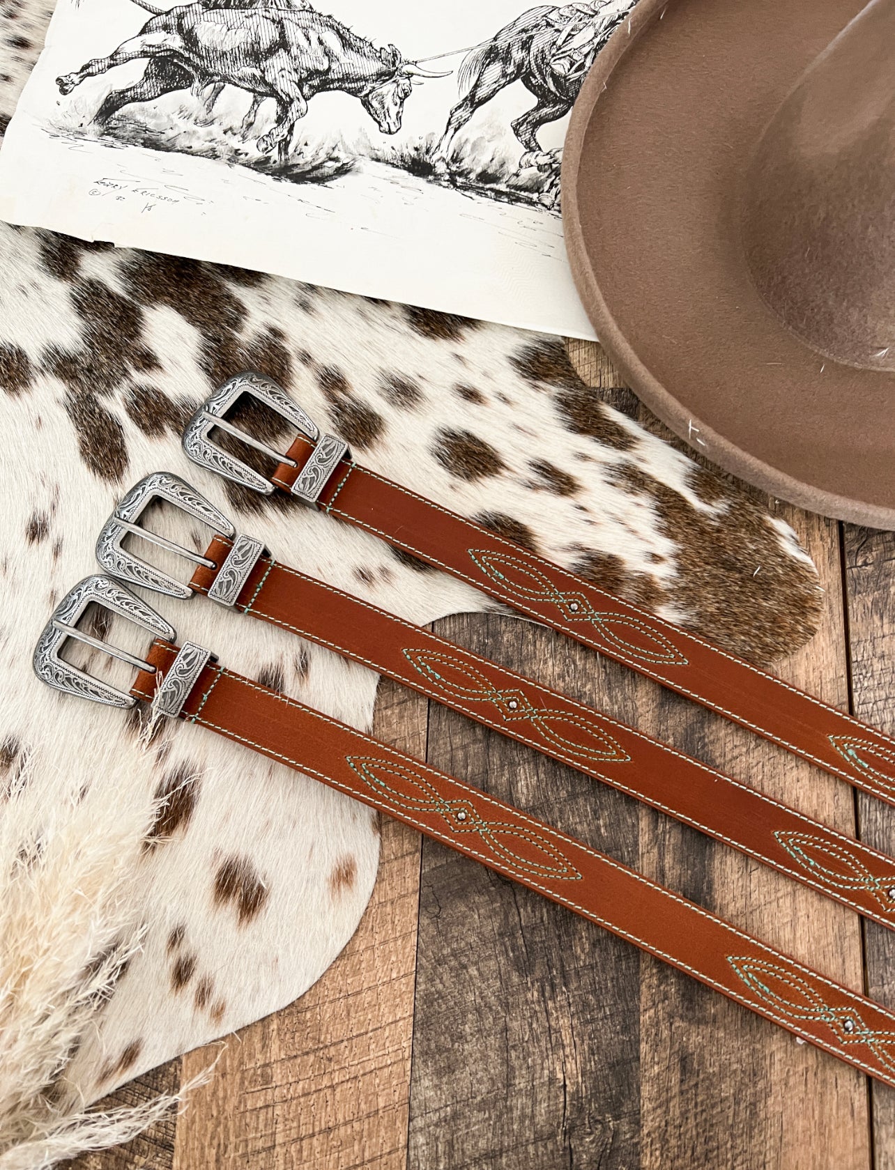 Turquoise Stitch Western Belt AD101