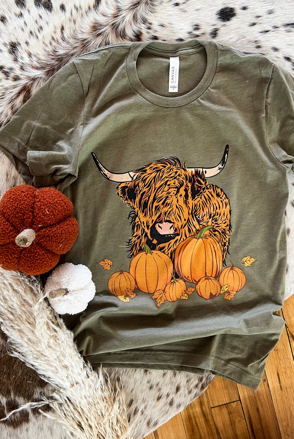 Fall Howdy Highland Tee (light army)