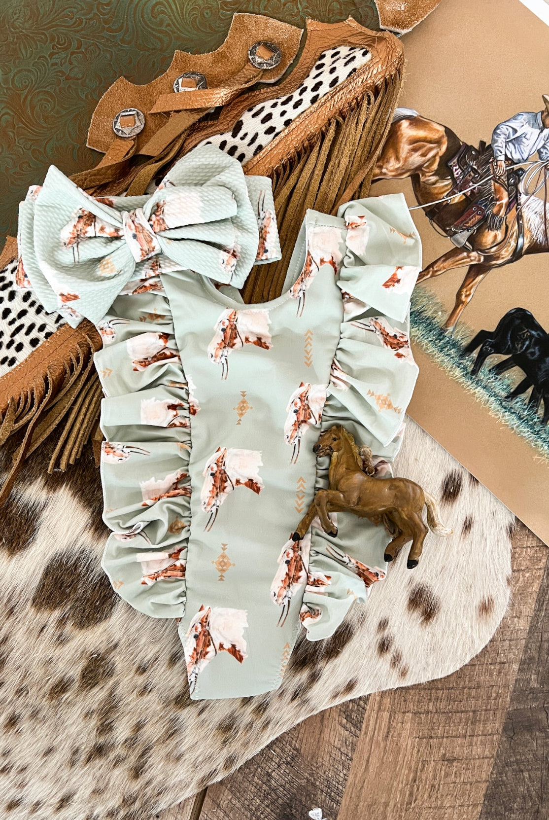Paint Pony Ruffle Swimsuit 0-3m (4xs)