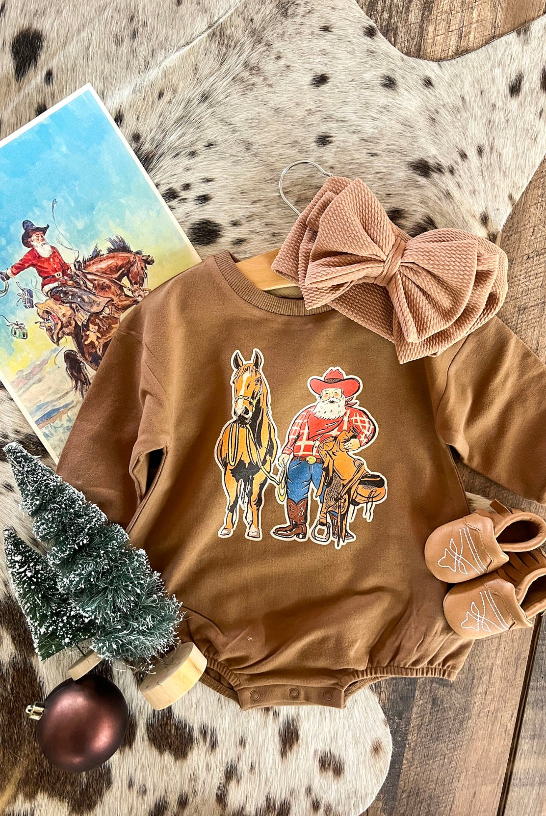 Ranch Santa Christmas Bubble Romper
