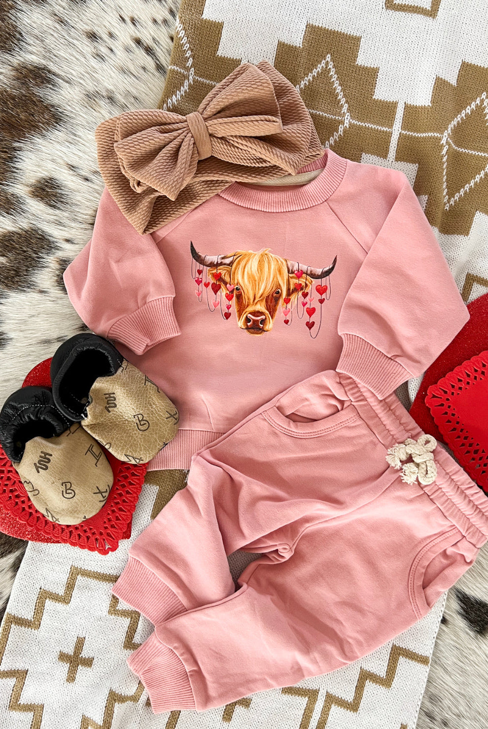 Highland Valentines Sweatshirt Set(Infant/Toddler)(Pink)
