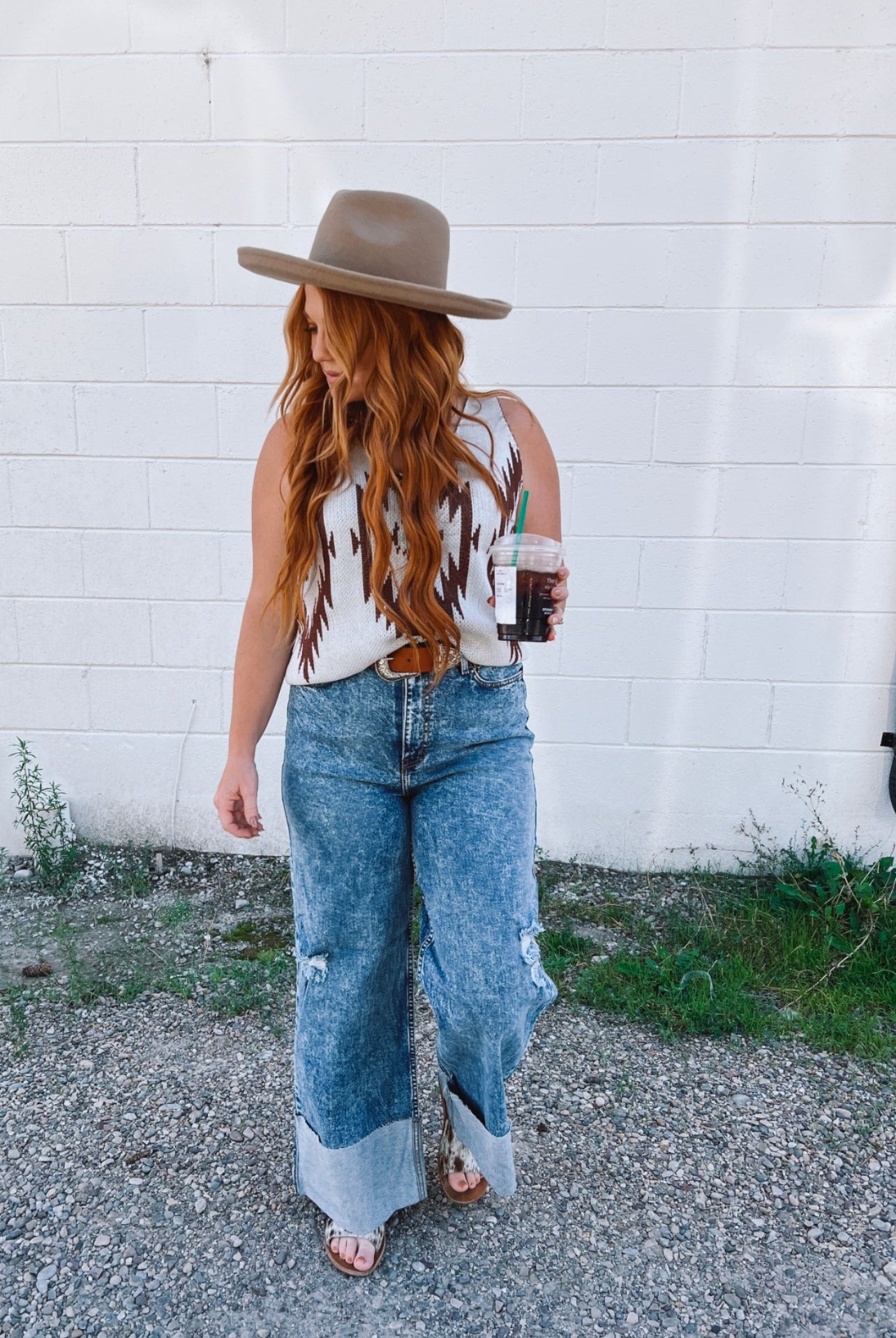 Horse Denim Denin Days Cuff High Rise Wide Leg(P2069)