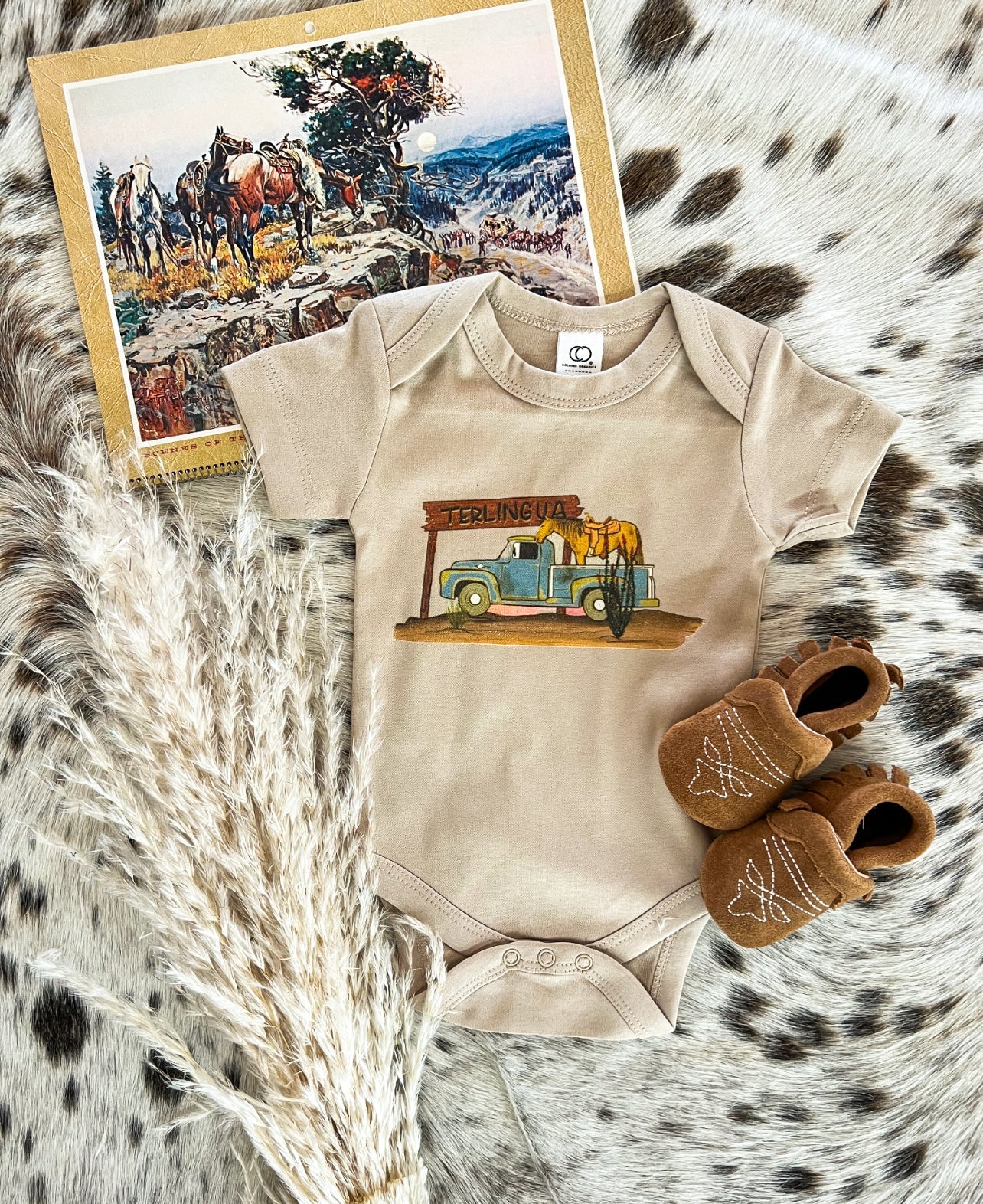 On The Road Again Onesie/Short Tee(little kid)(blush) (Cognac)