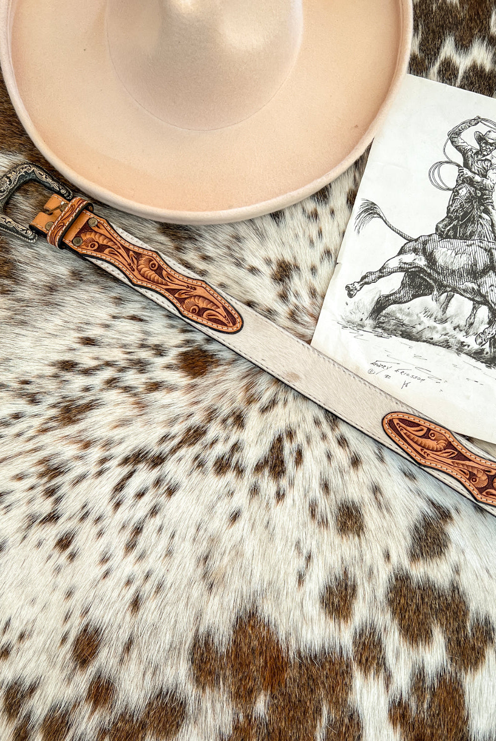 Cow Trailin’ Tooled Belt AD101