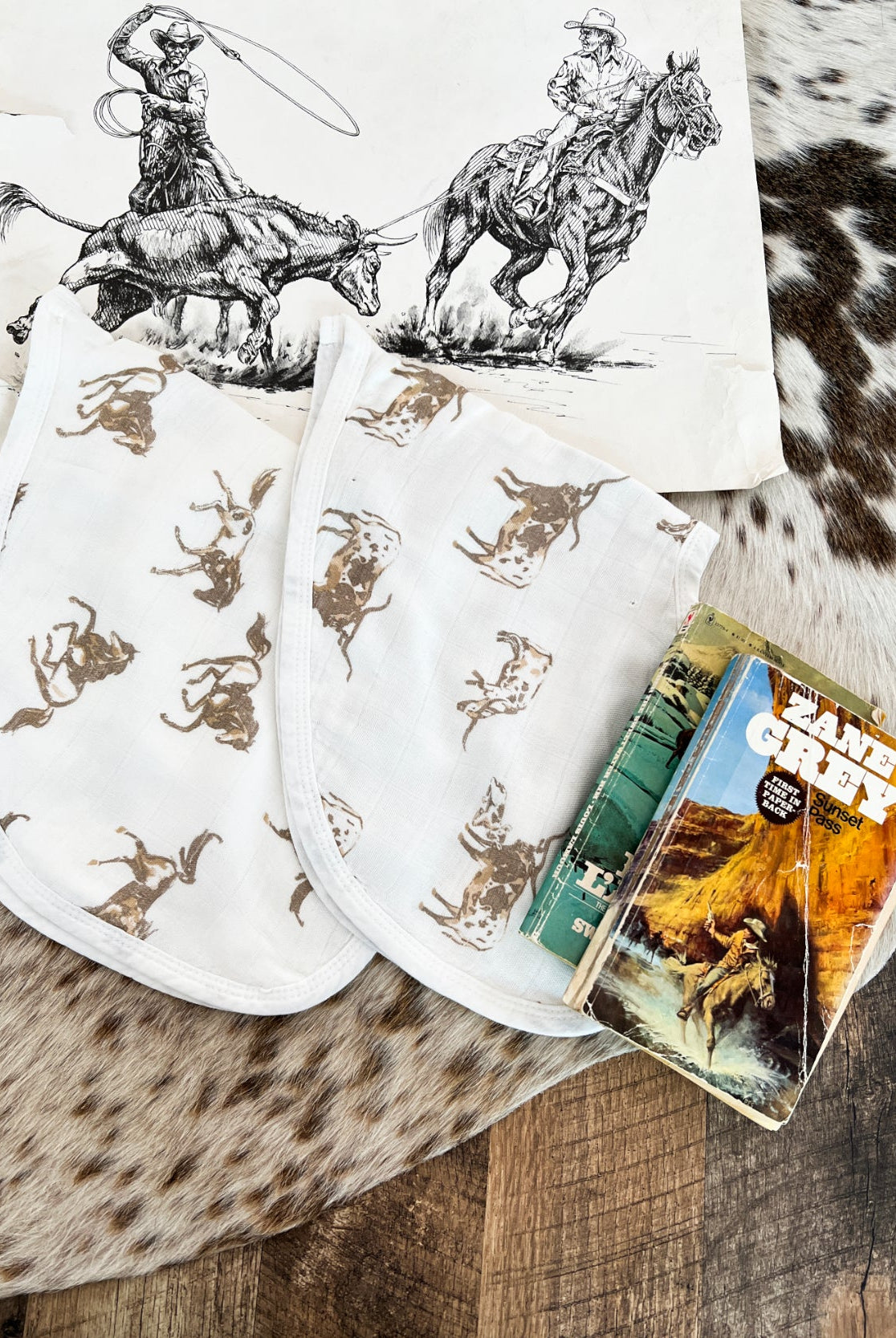 Forever Cowboys Heart Bibs Set