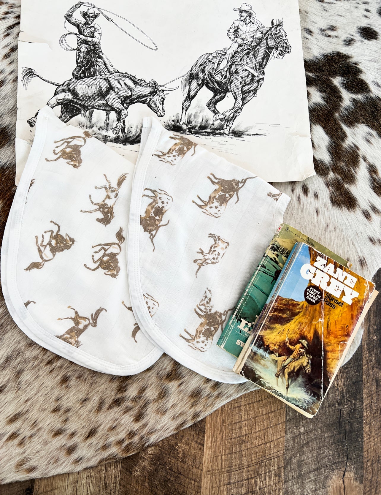 Forever Cowboys Heart Bibs Set