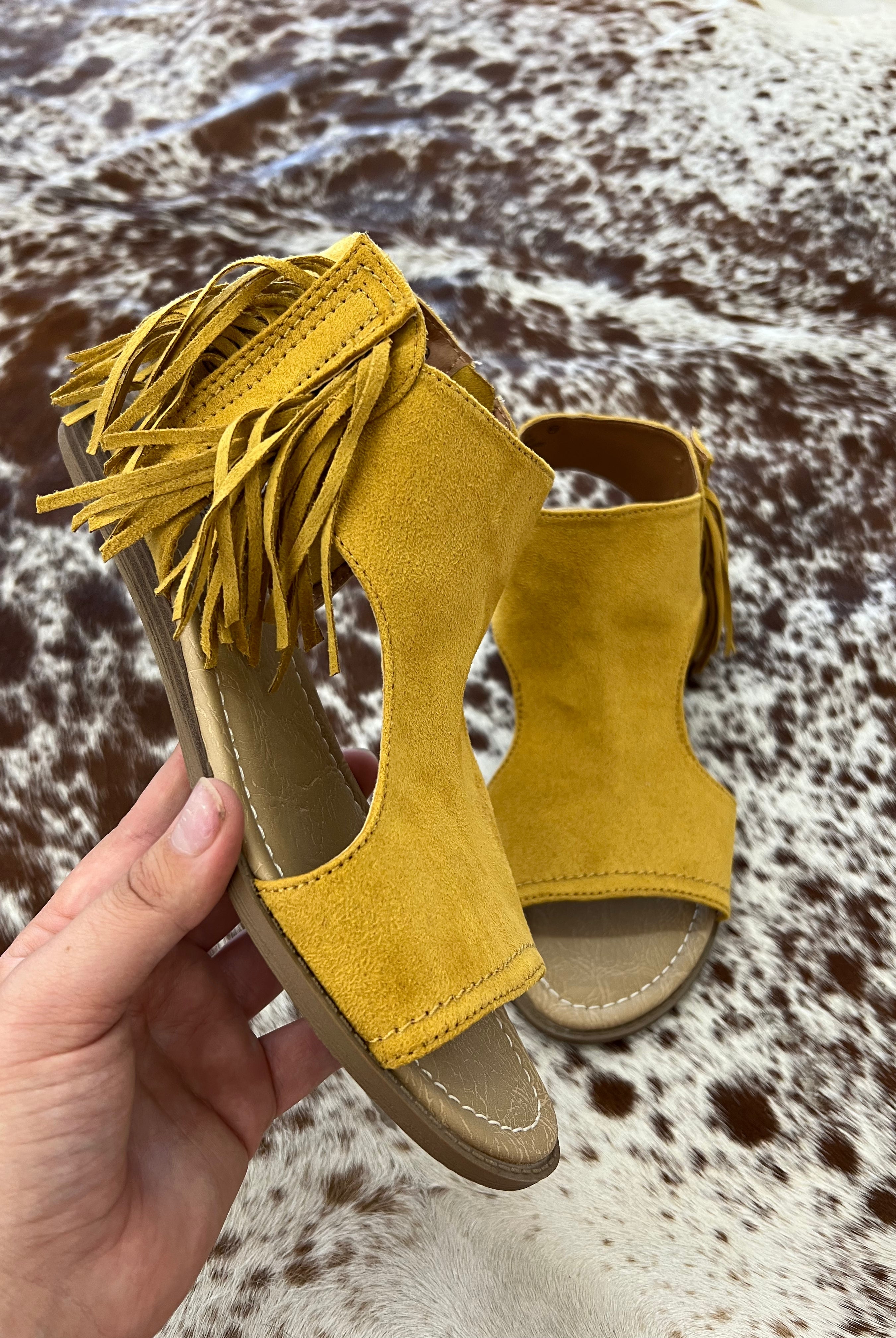 Mustard Fringed Sandal
