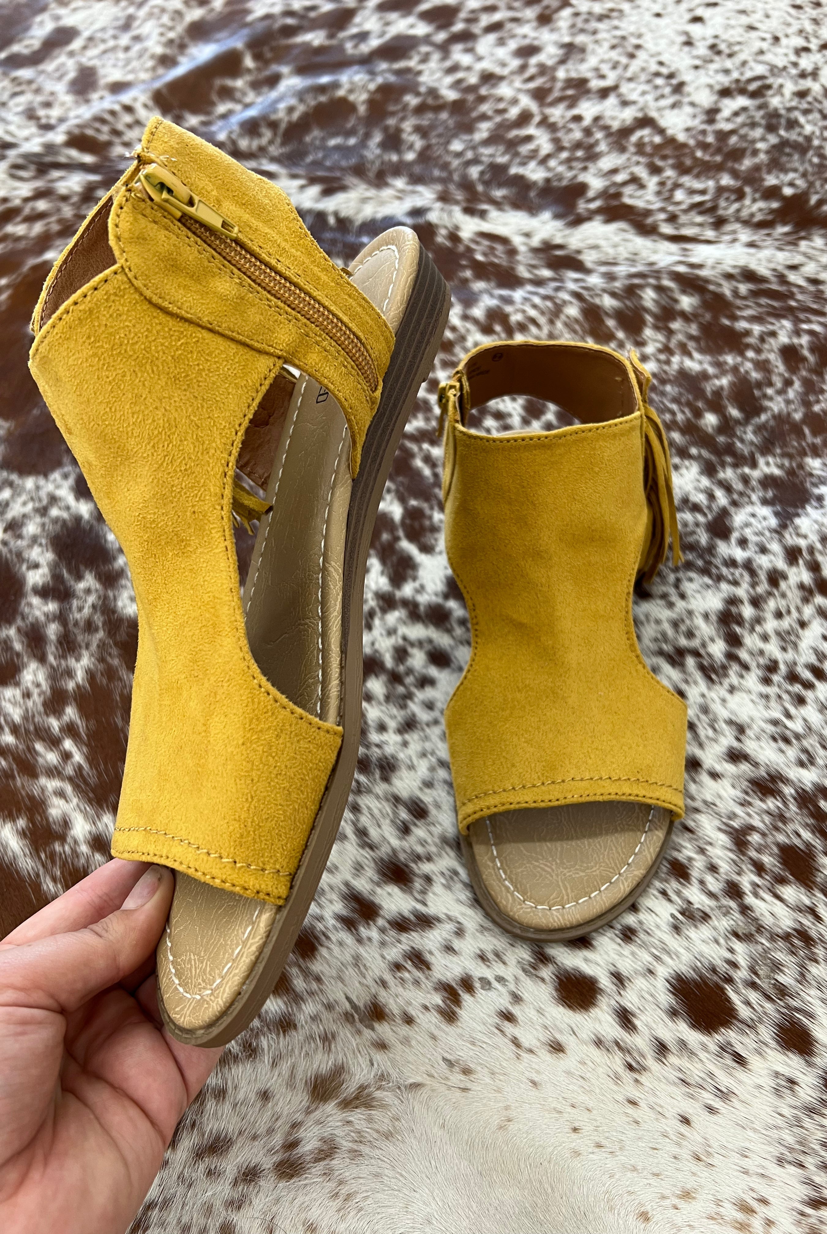 Mustard Fringed Sandal