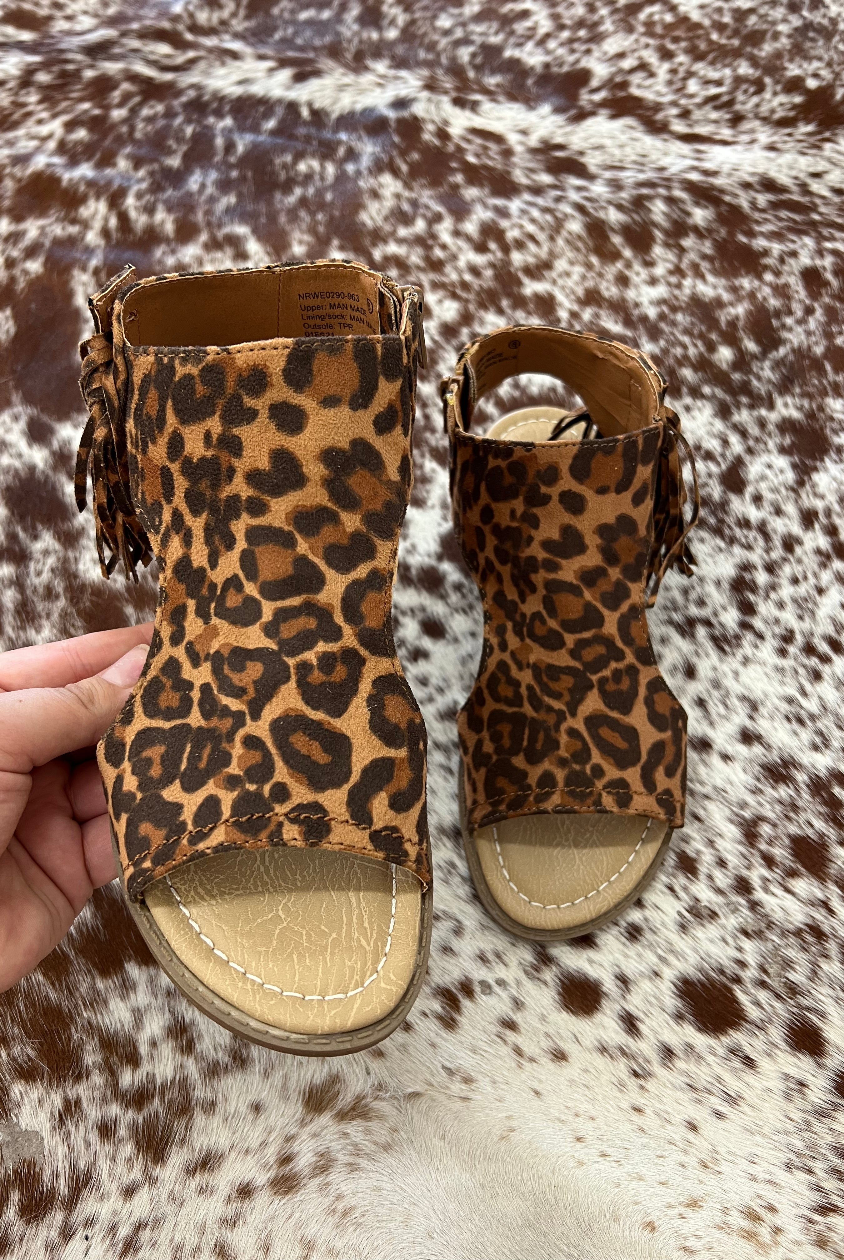 Leopard Fringed Sandal