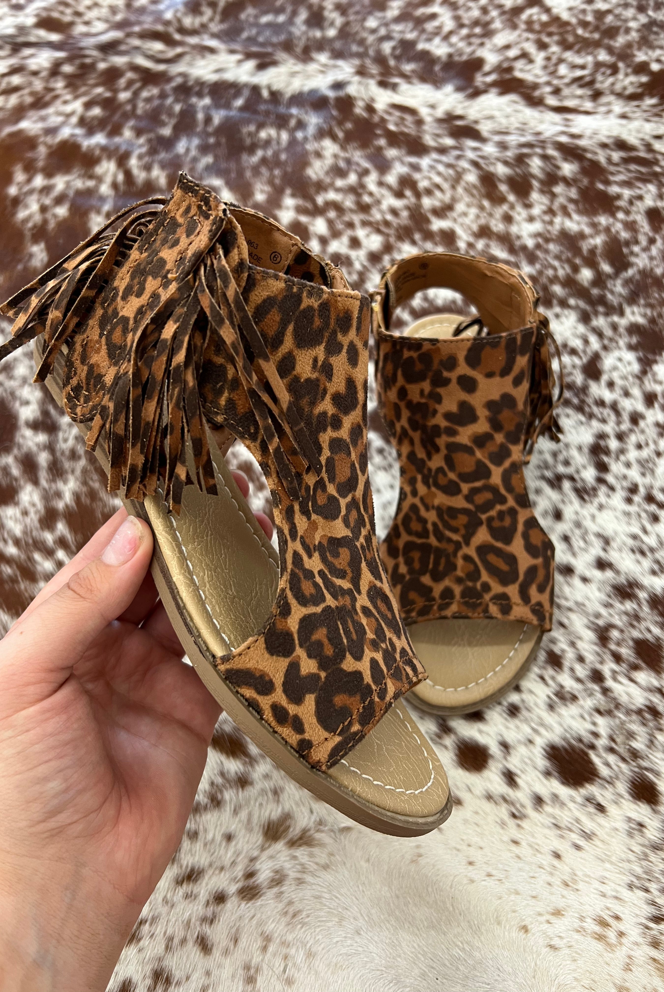 Leopard Fringed Sandal