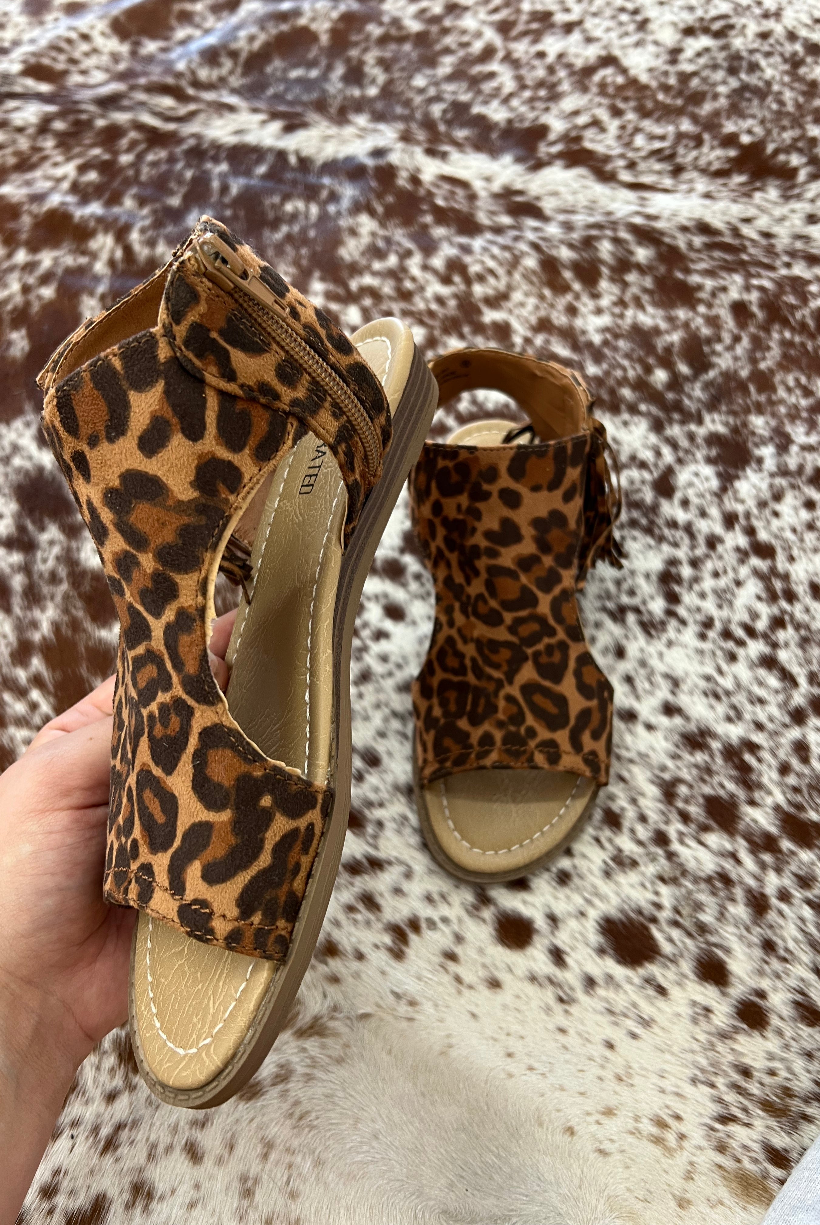 Leopard Fringed Sandal