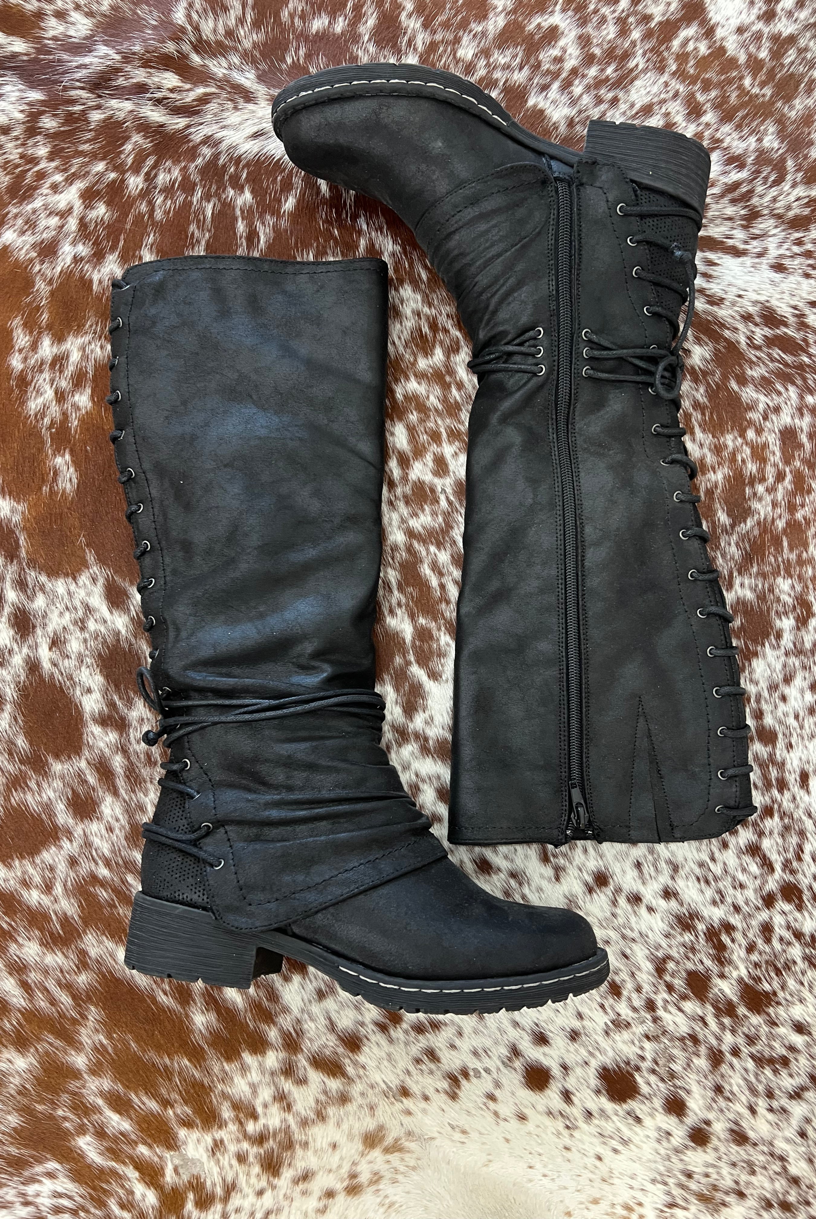 Rooney Tie Up Boots (Black)