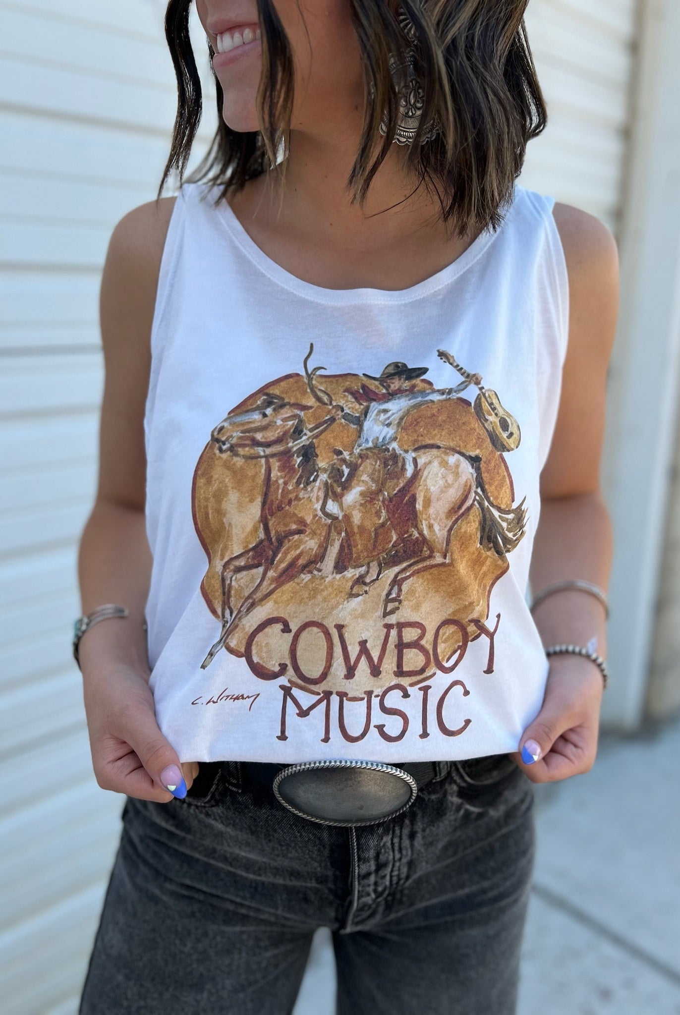 Cowboy Music Tank – White