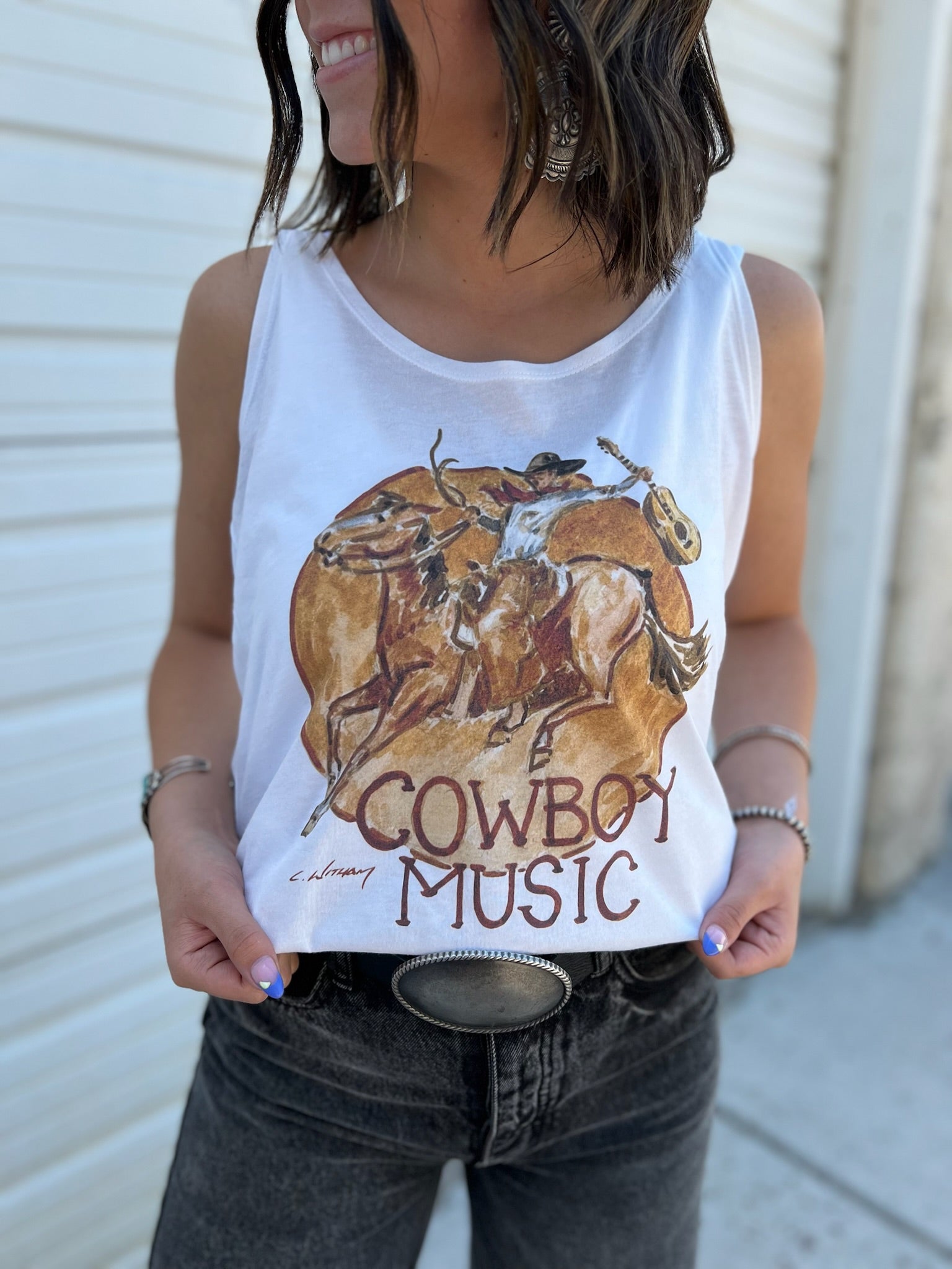 Cowboy Music Tank – White
