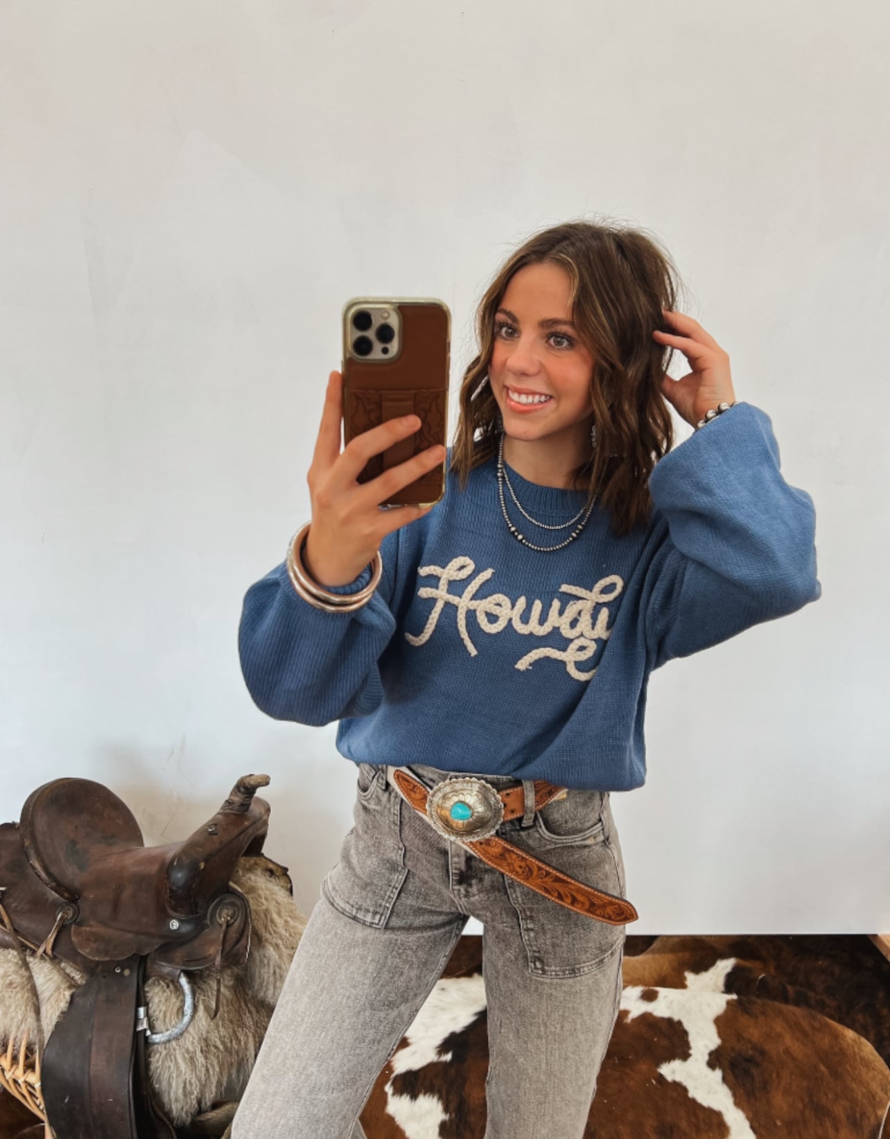 Howdy Crochet Sweater (Blue)