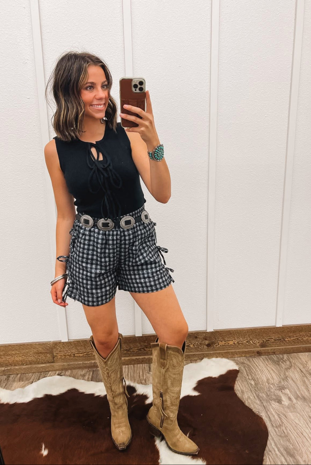 Gingham Giddy On Up Shorts