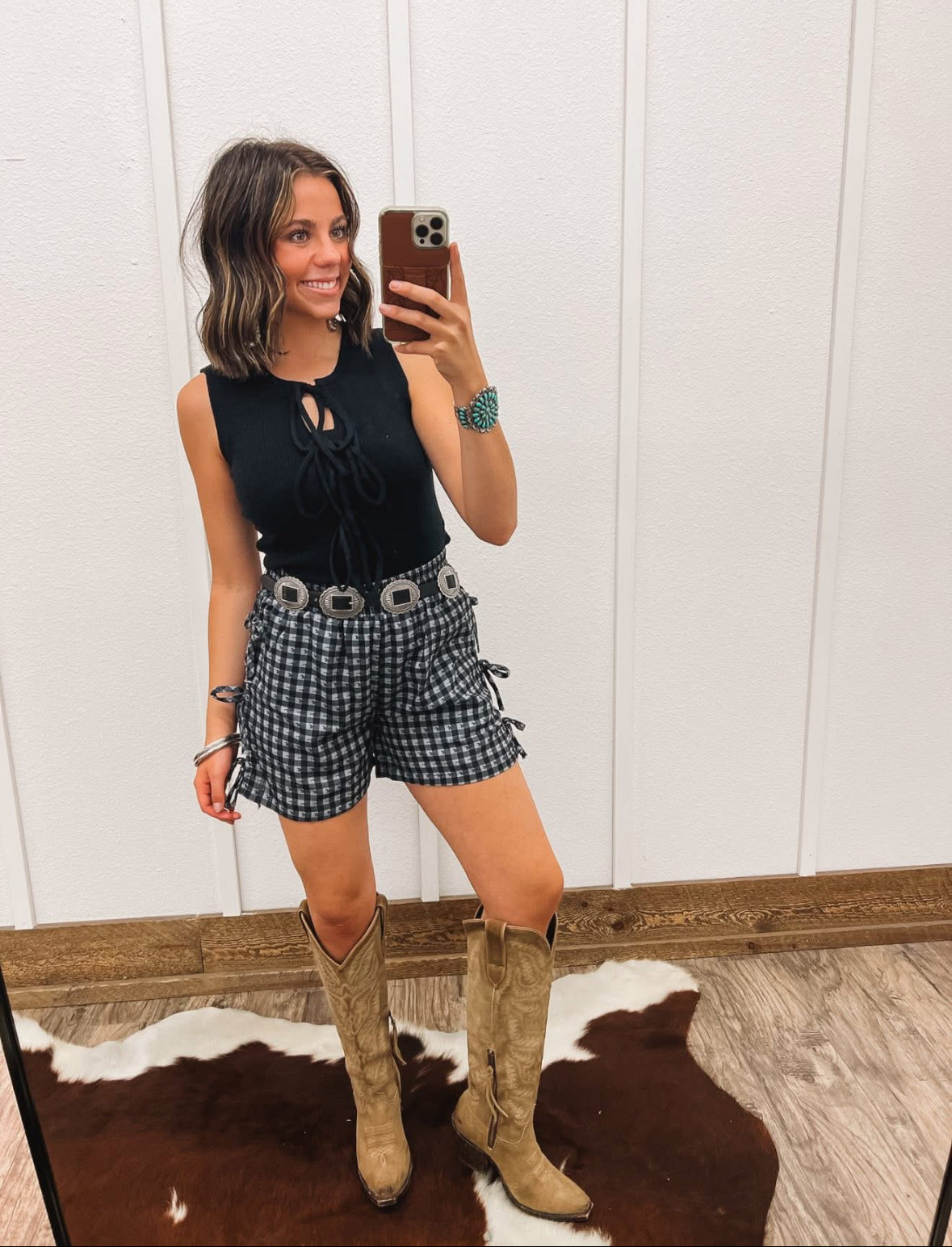 Gingham Giddy On Up Shorts