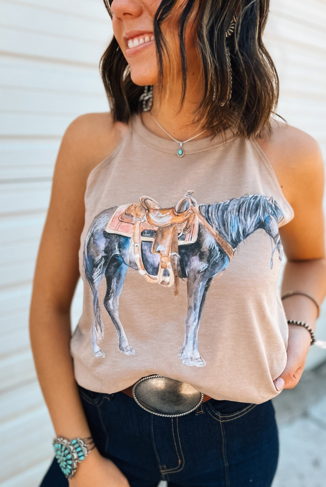 Ol’ Trusty Halter Tank- Brown