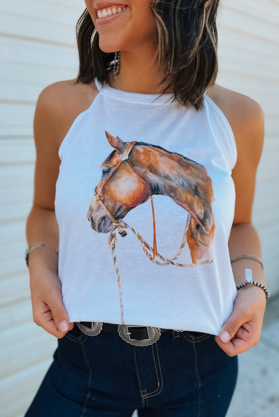 Rein Leader Halter Tank- White