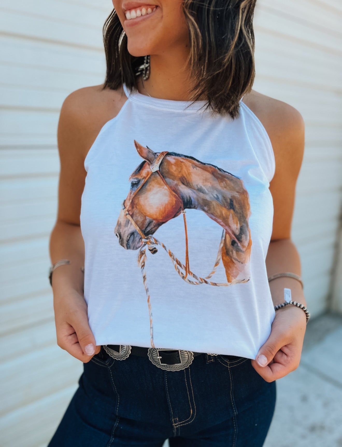 Rein Leader Halter Tank- White