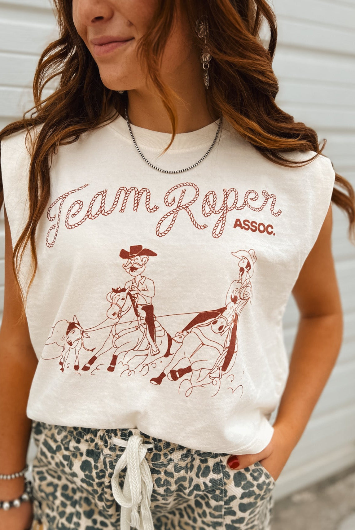 Team Roper Assoc. Muscle Tank- Faded Cream