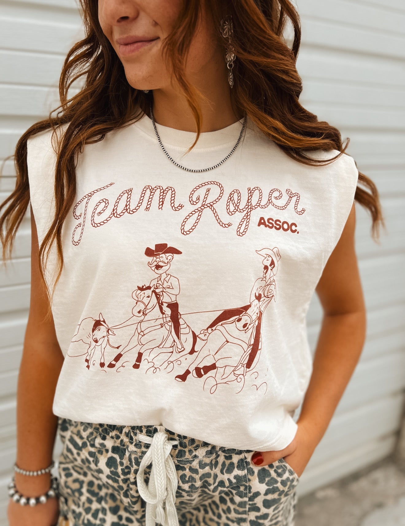 Team Roper Assoc. Muscle Tank- Faded Cream