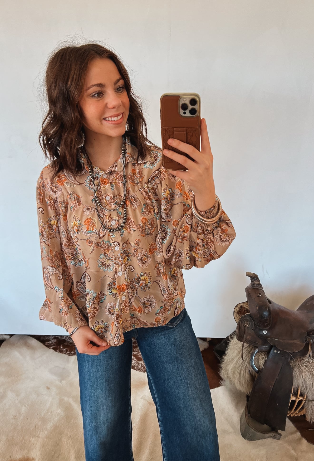 Sweet Home Paisley Blouse Tops -Blouses