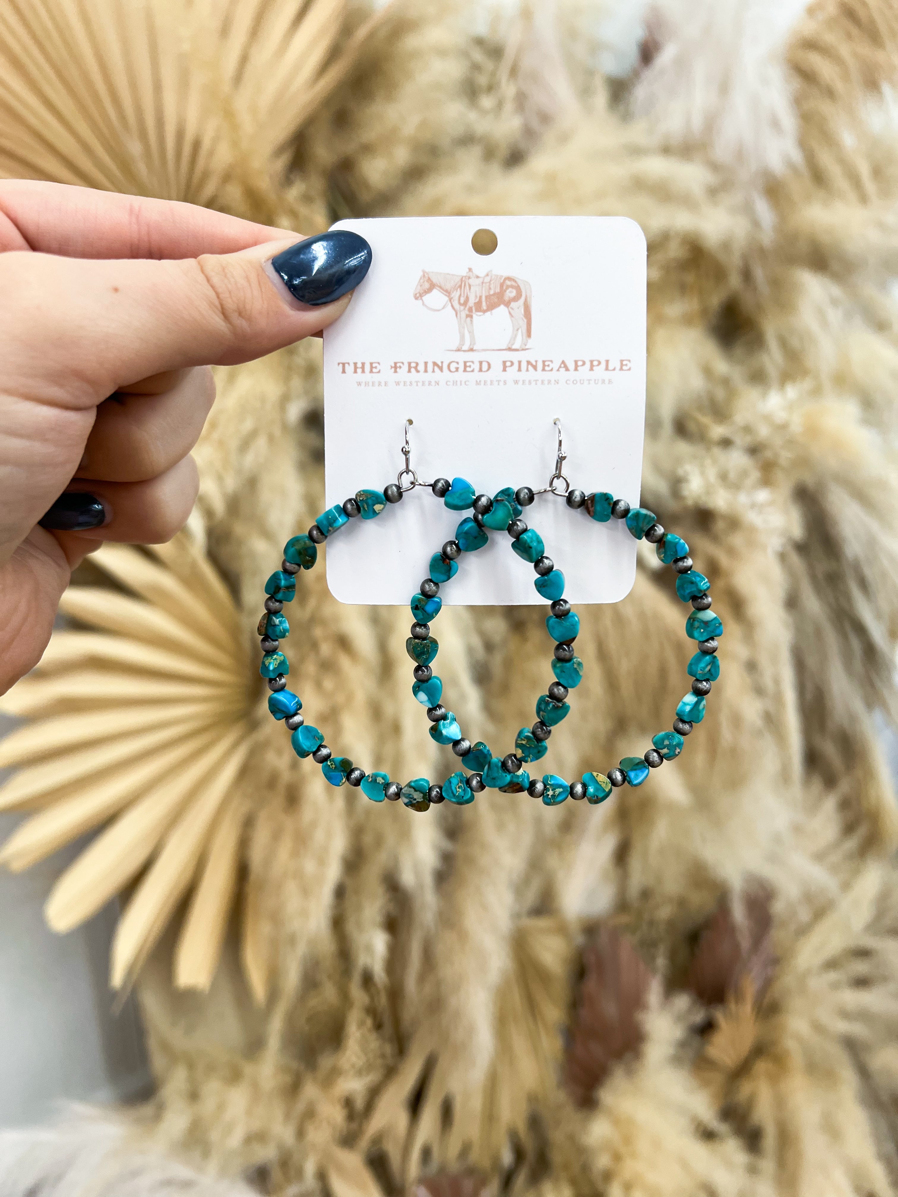 Walk My Way Turquoise Heart Hoops