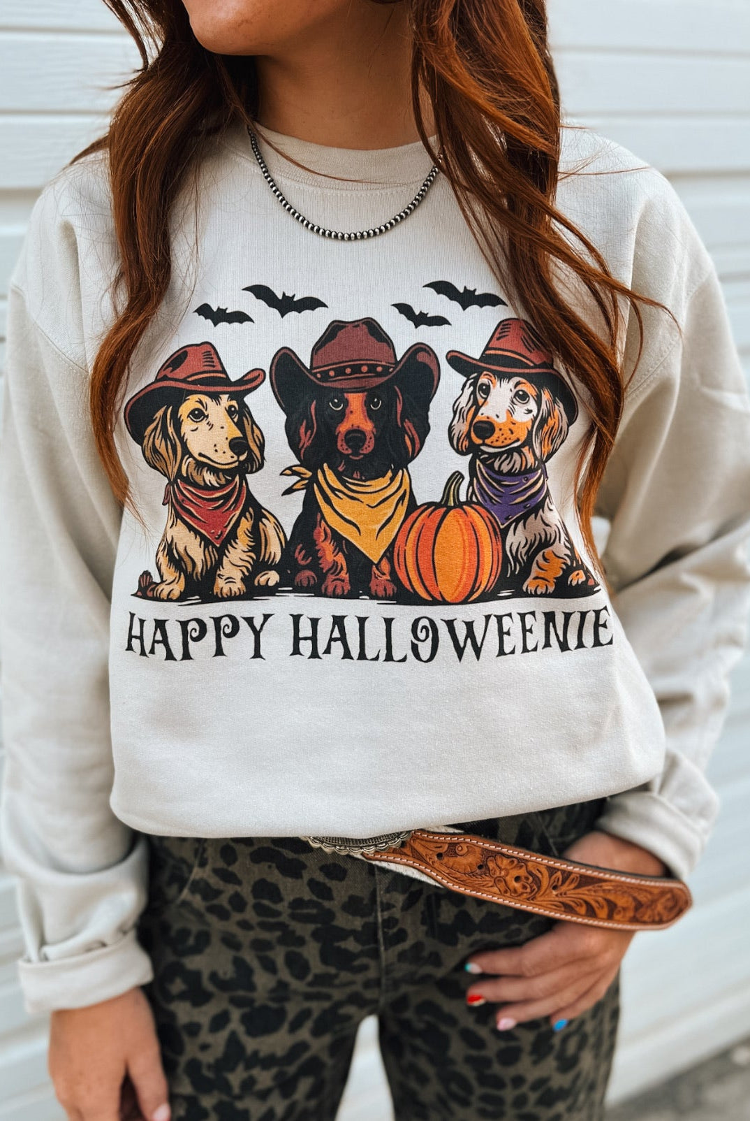Happy Halloweenie Sweatshirt (Sand)