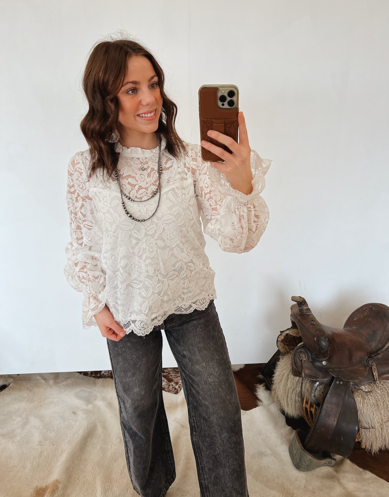 Hart Of Dixie Lace Blouse (White) Tops -Blouses