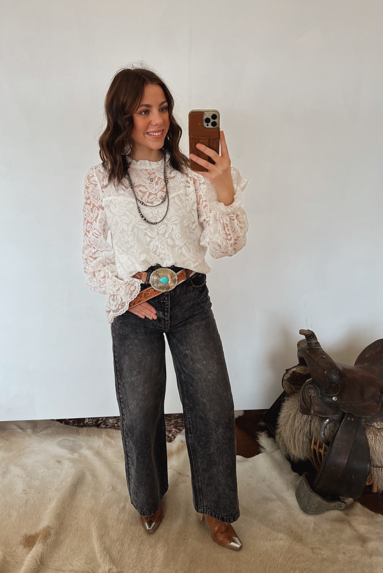 Hart Of Dixie Lace Blouse (White) Tops -Blouses