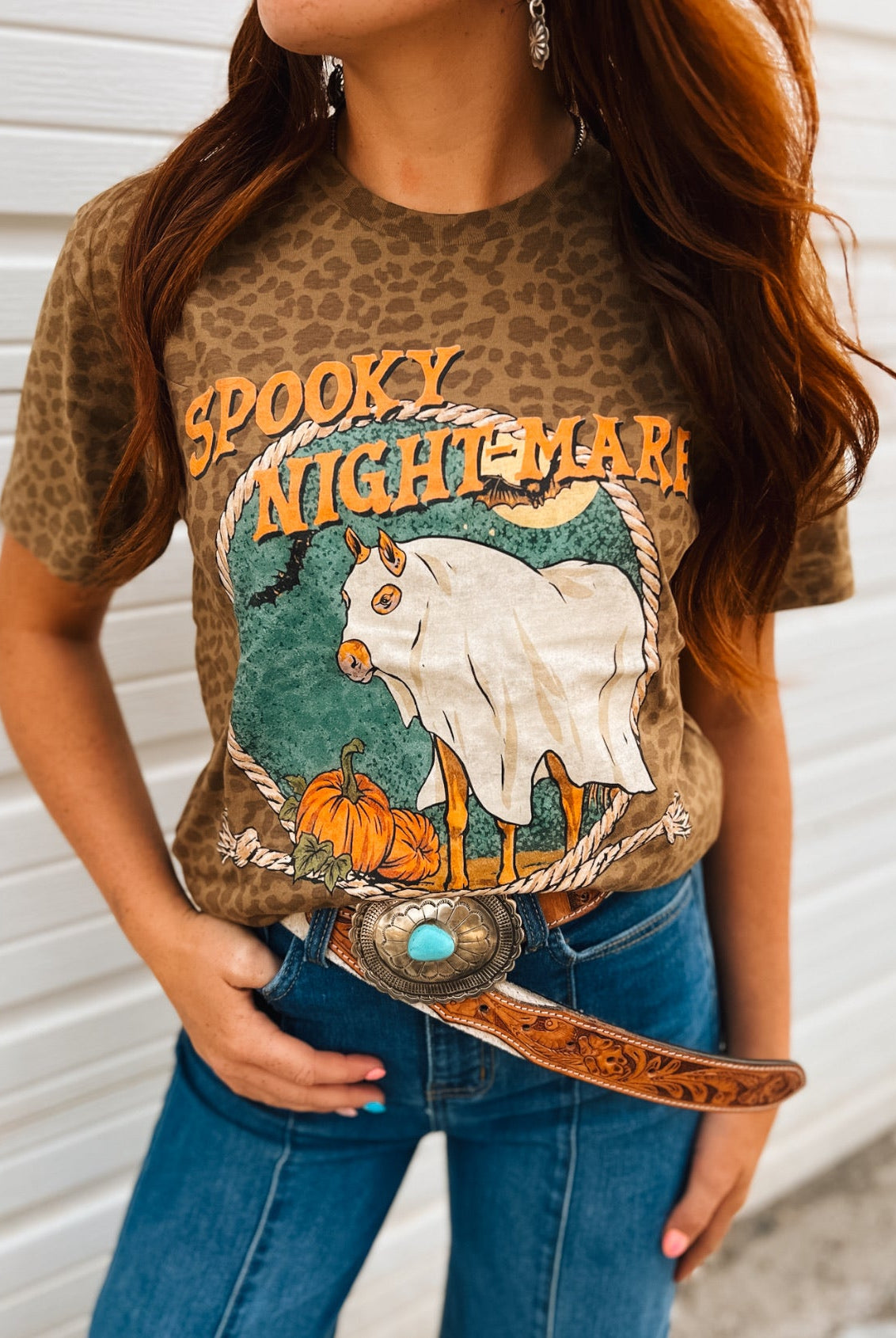 Spooky Nightmare – Halloween Horse Tee (Leopard)
