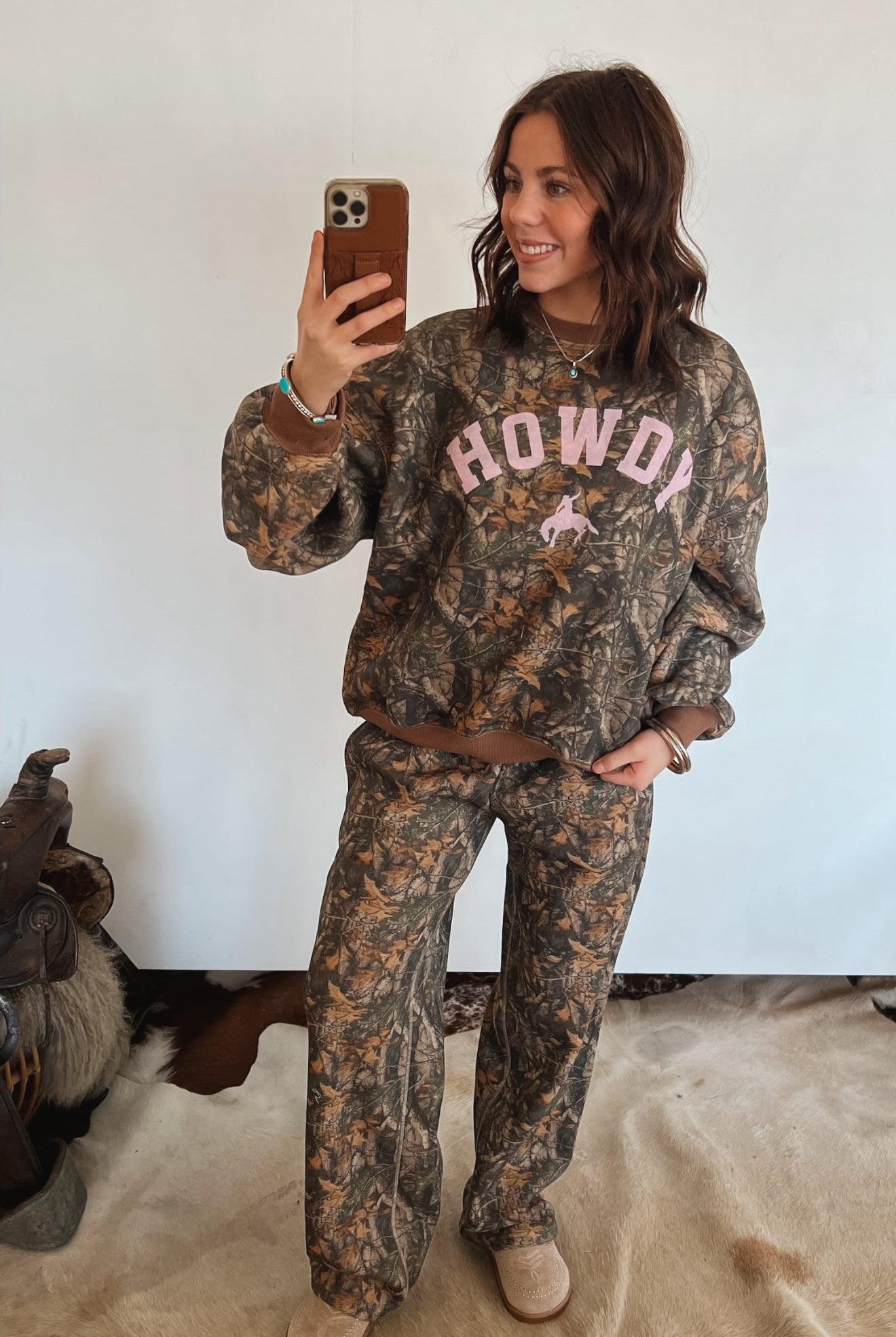 (restocking)Howdy Western Wide Leg Set (Dark Camo)