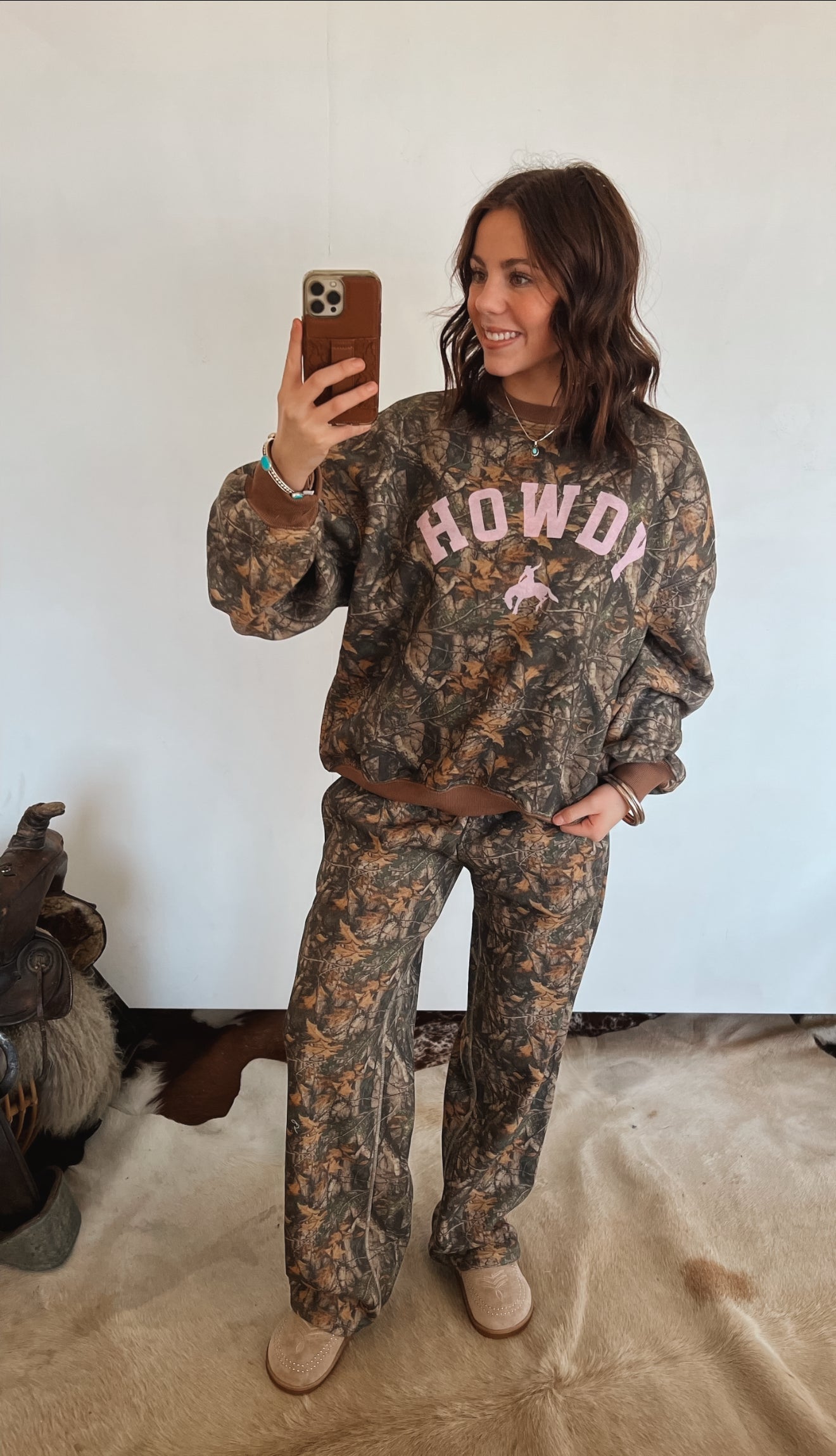 (restocking)Howdy Western Wide Leg Set (Dark Camo)