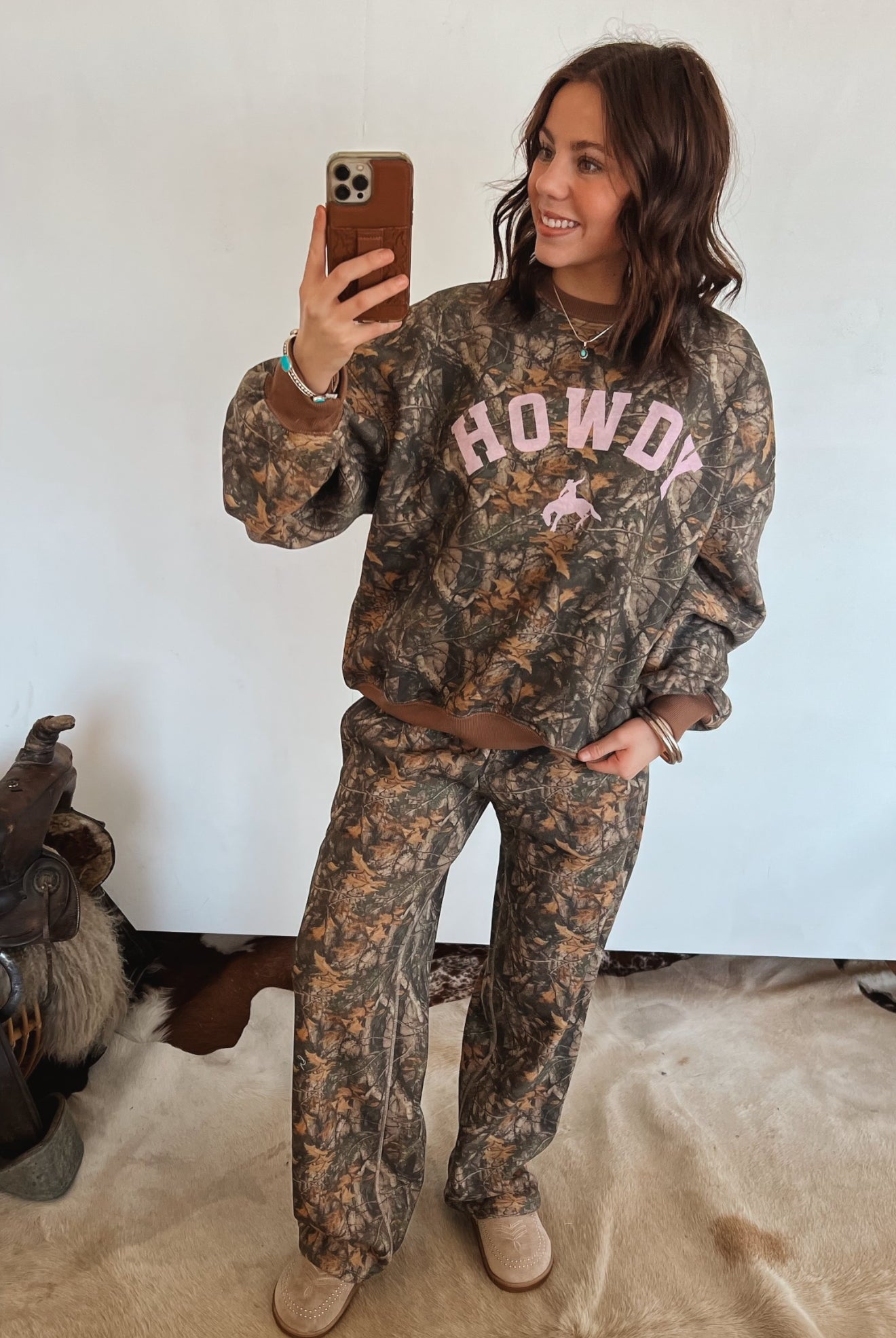 (restocking)Howdy Western Wide Leg Set (Dark Camo)